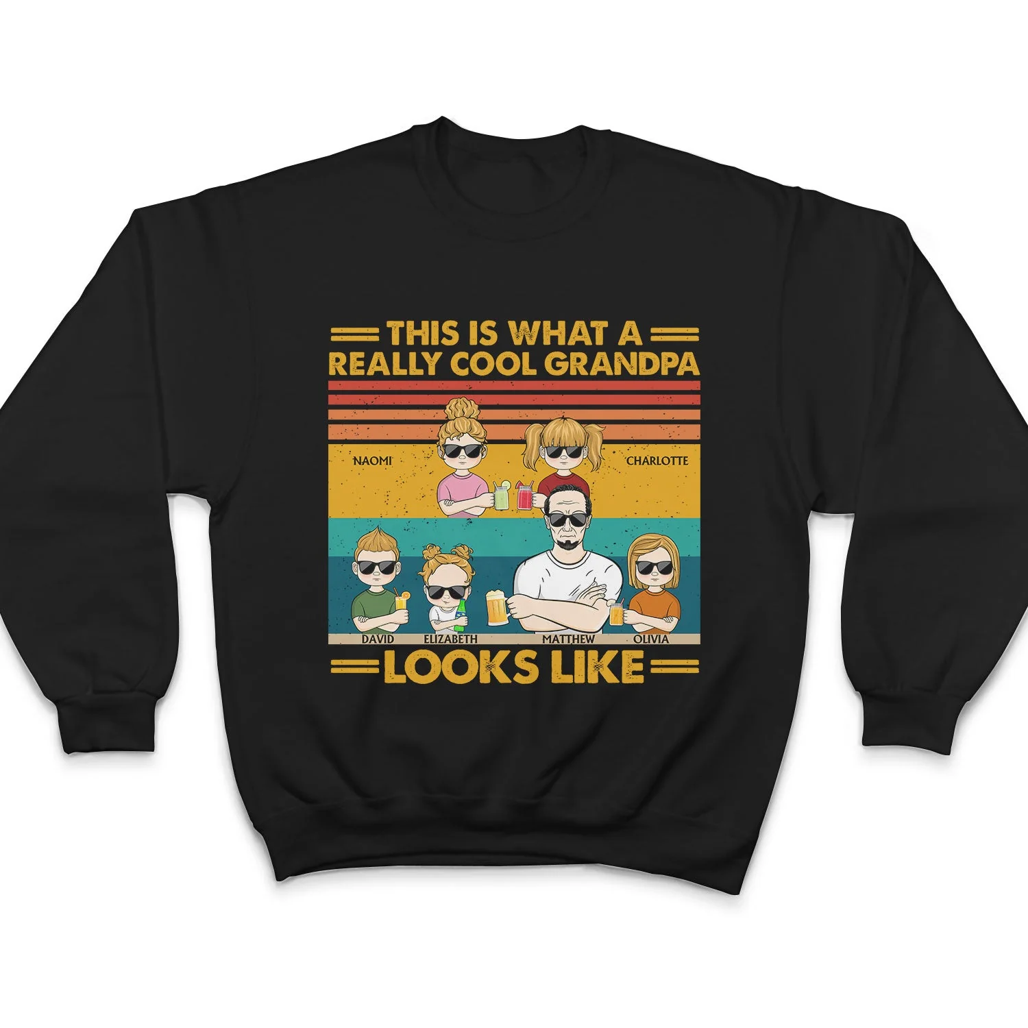 This Is What A Really Cool Grandpa Looks Like Grandparents Grandkids - Funny, Birthday, Family Gift For Grandfather, Granddad - Personalized Custom T Shirt - Image 5