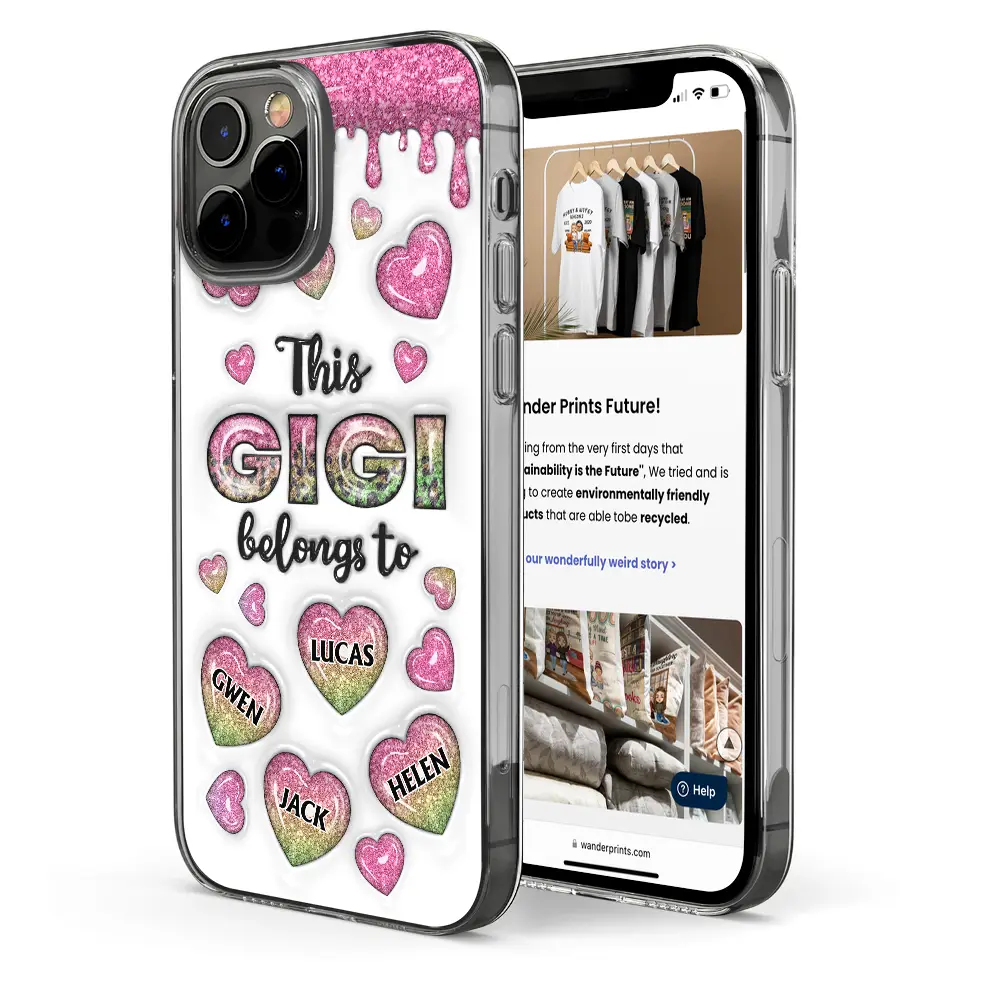 This Mom Grandma Belongs To Heart Icon - 3D Inflated Effect Printed, Personalized Clear Phone Case - Image 4