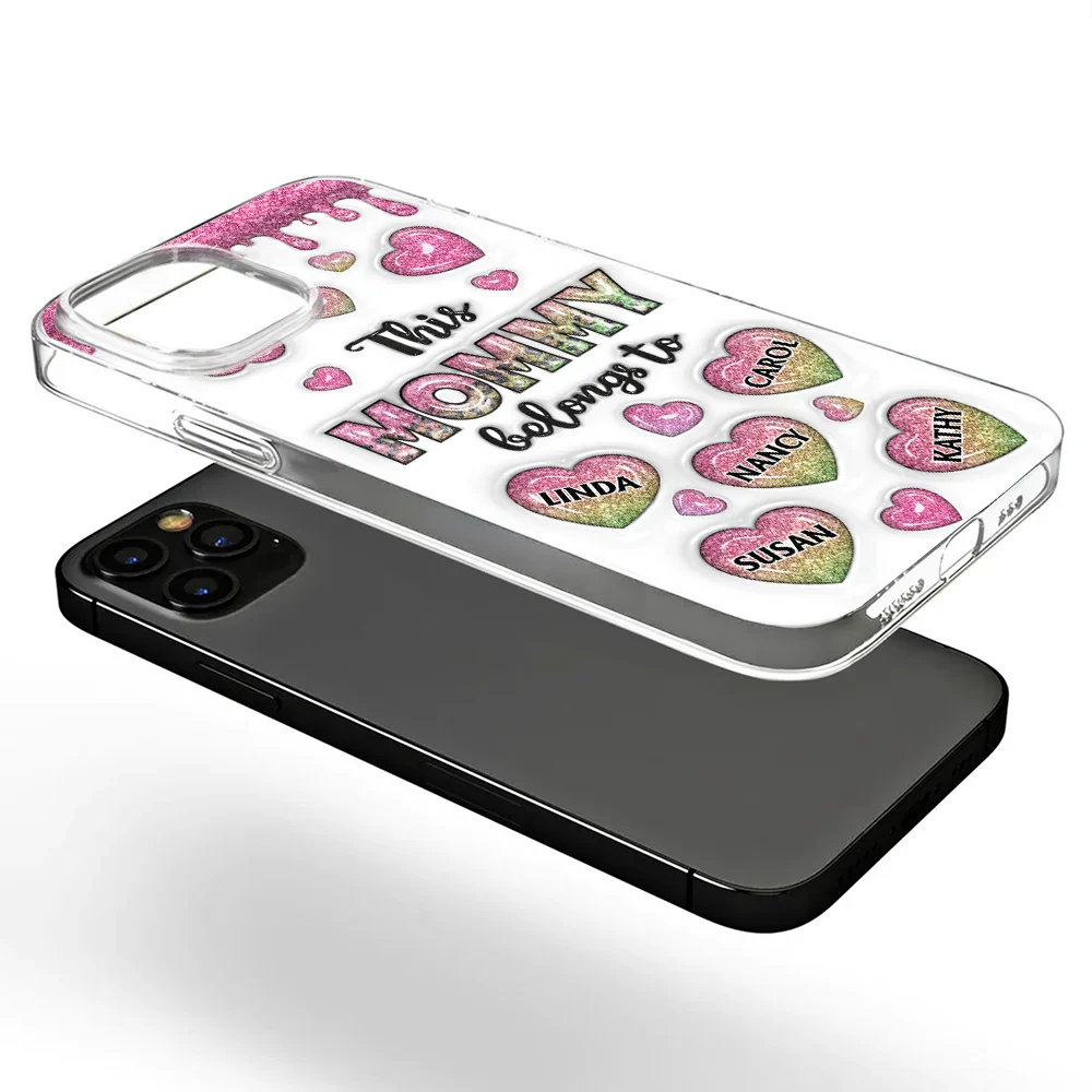 This Mom Grandma Belongs To Heart Icon - 3D Inflated Effect Printed, Personalized Clear Phone Case - Image 5