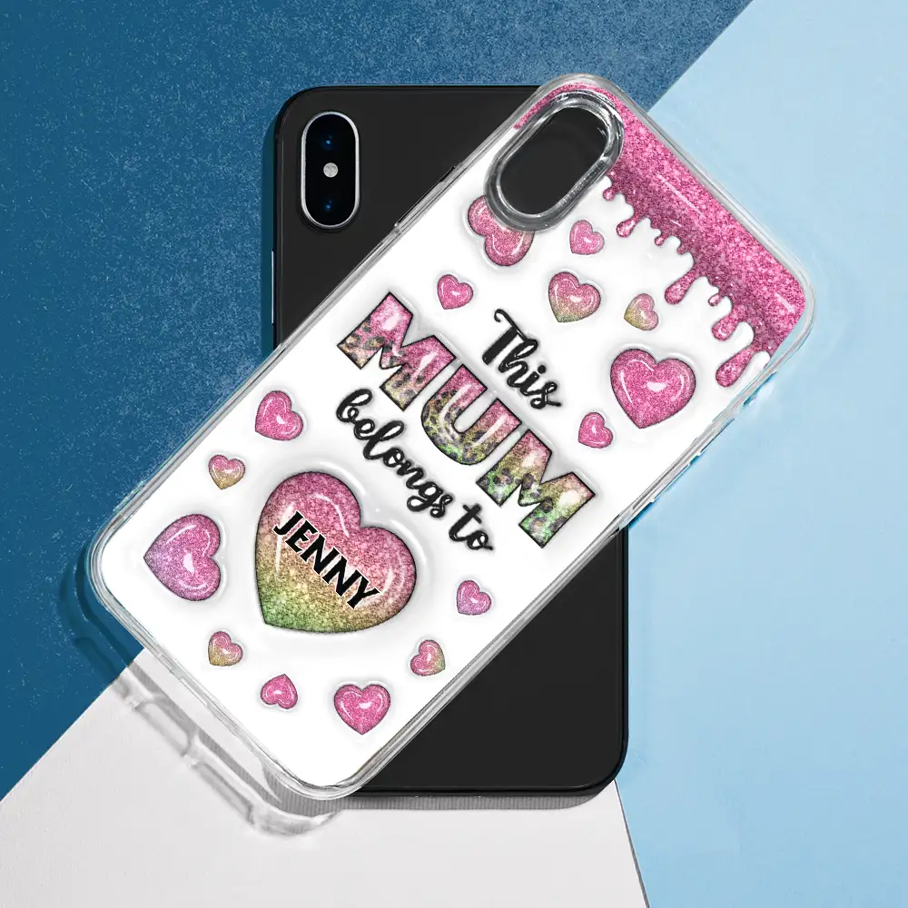 This Mom Grandma Belongs To Heart Icon - 3D Inflated Effect Printed, Personalized Clear Phone Case - Image 7