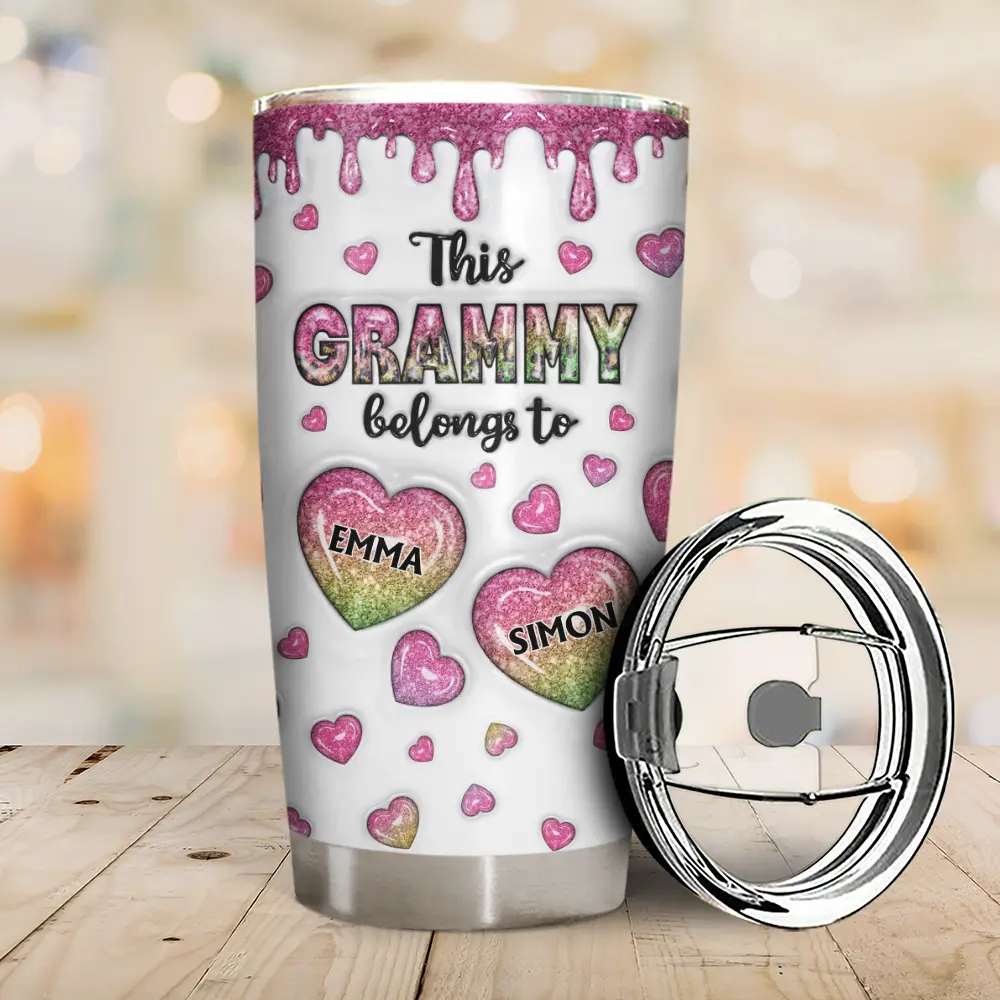 This Mom Grandma Belongs To Heart Icon - 3D Inflated Effect Printed, Personalized Tumbler - Image 2