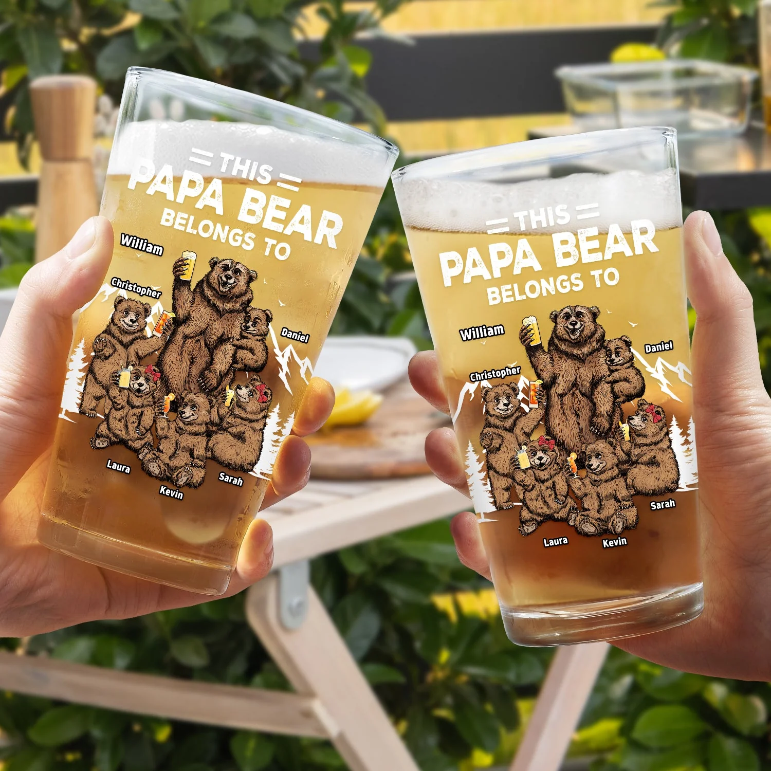 This Papa Bear Belongs To - Personalized Beer Glass - Image 4