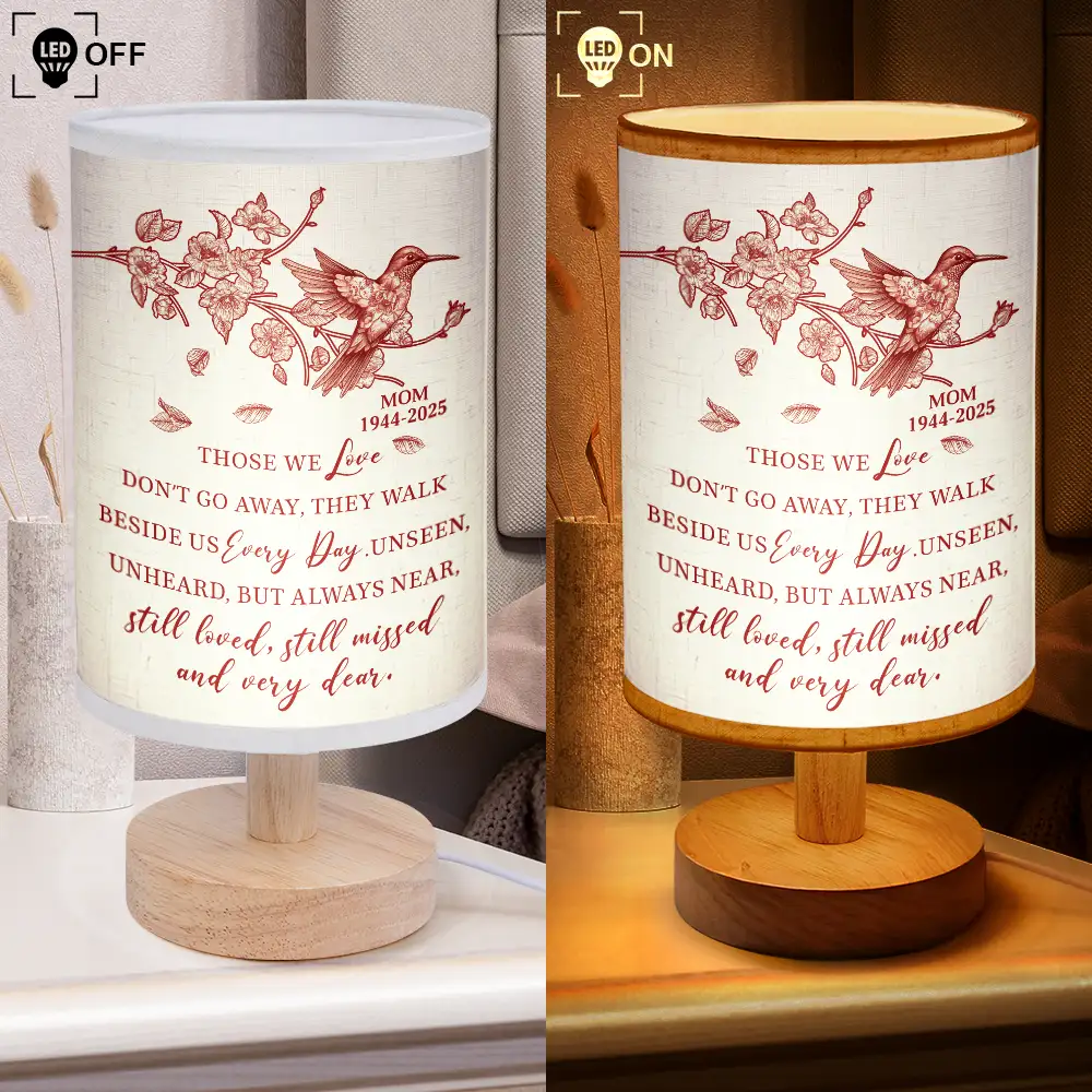 Those We Love Don't Go Away Toile Memorial Bird - Personalized Fabric Lamp - Image 4