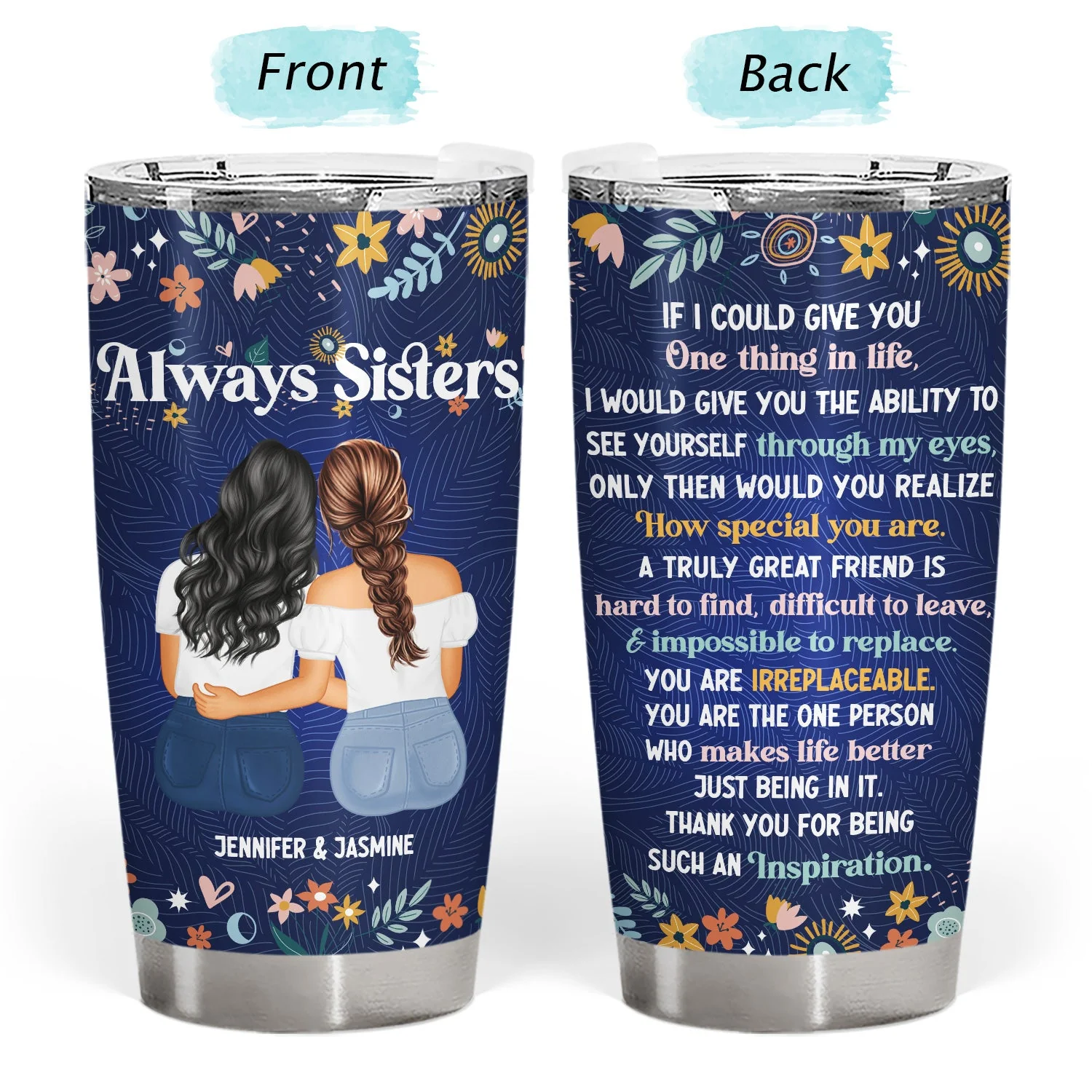 Through My Eyes - Gift For Sisters - Personalized Tumbler - Image 3