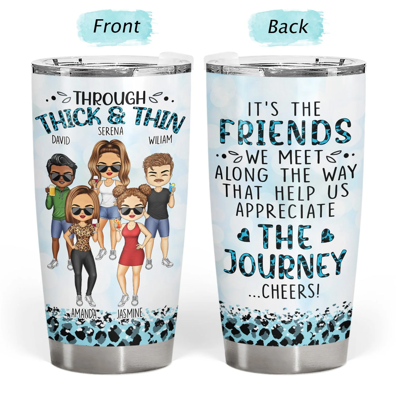 Through Thick & Thin I Promise Chibi - Funny, Anniversary, Birthday Gift For Bestie, Friend, Sibling - Personalized Tumbler - Image 3