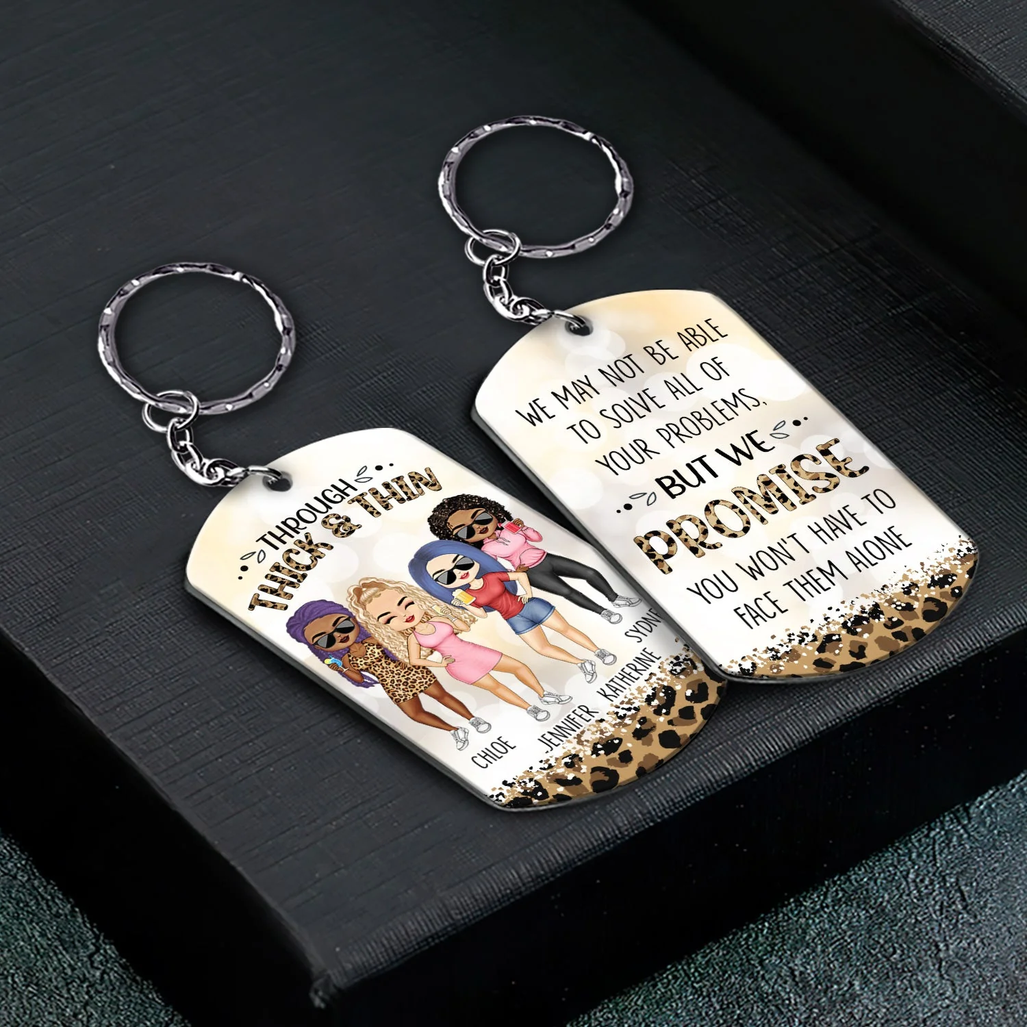 Through Thick & Thin I Promise Chibi - Funny, Anniversary, Birthday Gift For Girl, Friend, Sibling, Wife - Personalized Aluminum Keychain - Image 2