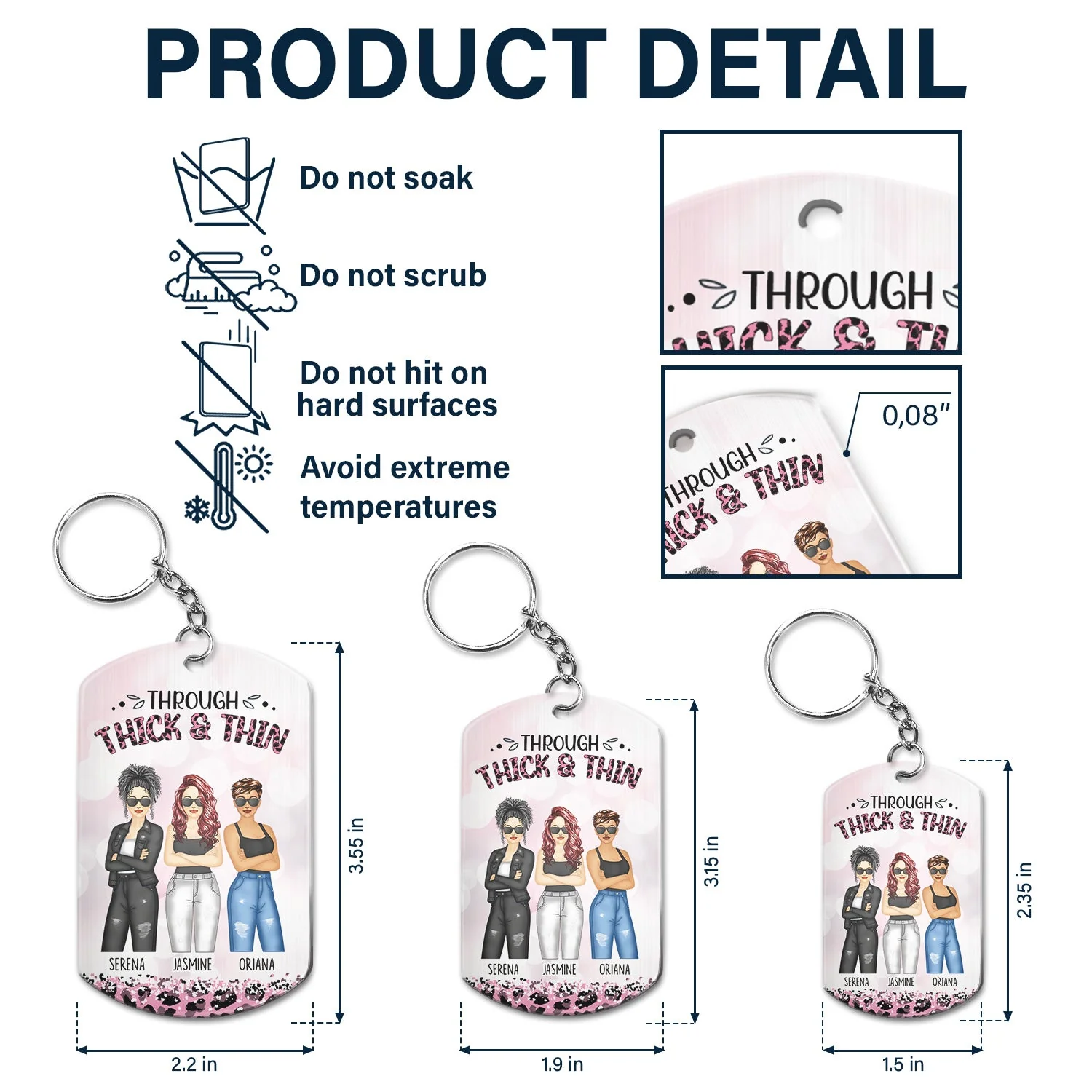 Through Thick & Thin I Promise Fashion - Funny, Anniversary, Birthday Gift For Bestie, Friend, Sibling - Personalized Aluminum Keychain - Image 5