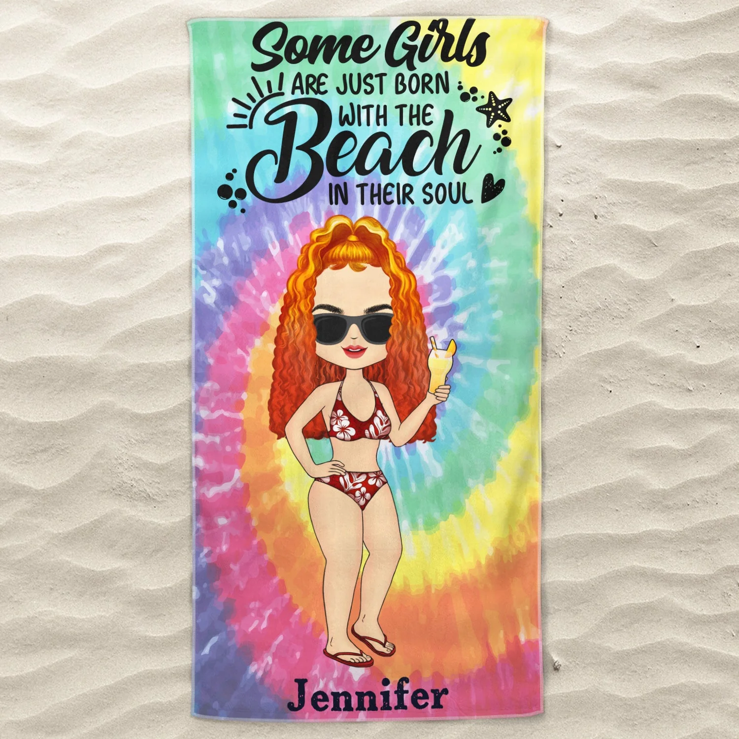 Tie Dye Life Is Better At The Beach - Birthday, Summer Gift For Him, Her, Yourself, Girlfriend, Boyfriend, BFF Best Friends, Traveling Lovers - Personalized Custom Beach Towel - Image 3