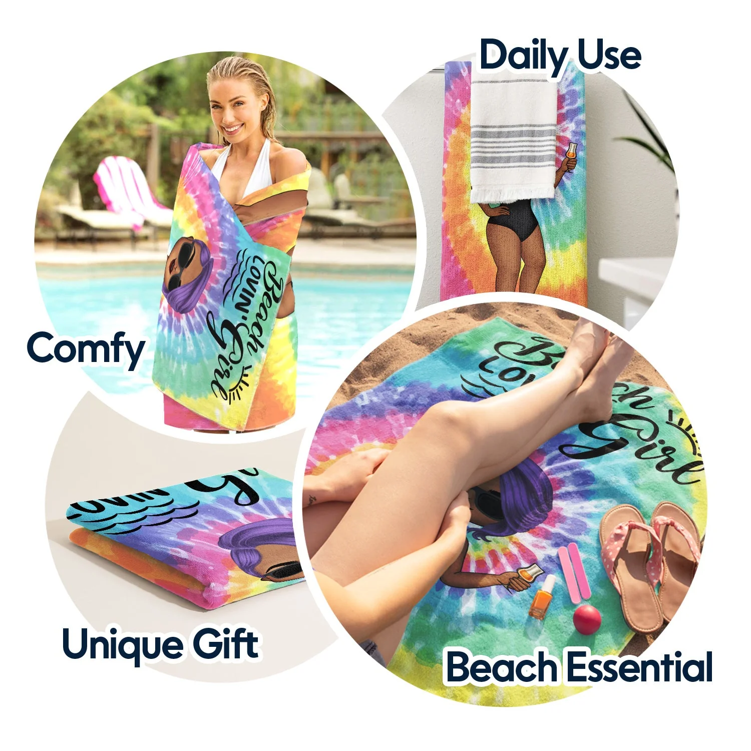 Tie Dye Life Is Better At The Beach - Birthday, Summer Gift For Him, Her, Yourself, Girlfriend, Boyfriend, BFF Best Friends, Traveling Lovers - Personalized Custom Beach Towel - Image 5