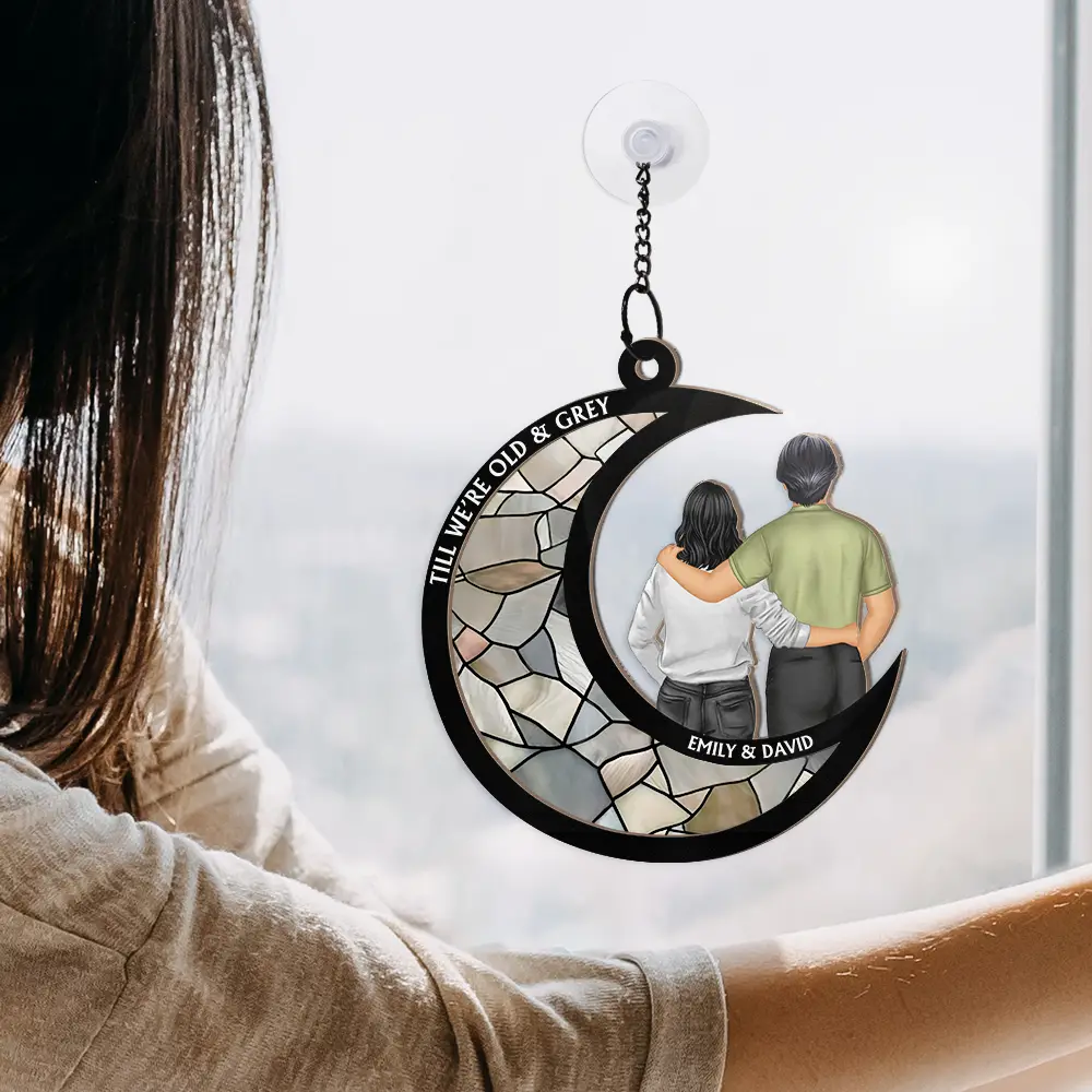 Till We're Old And Grey - Personalized Window Hanging Suncatcher Ornament - Image 4