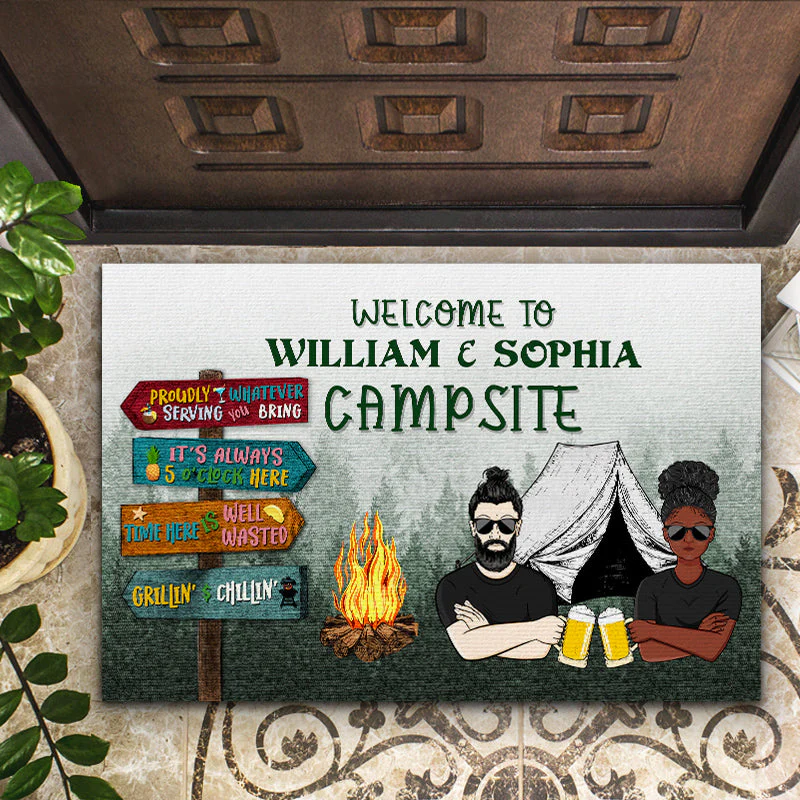 Time Here Is Well Wasted Camping - Personalized Custom Doormat - Image 2
