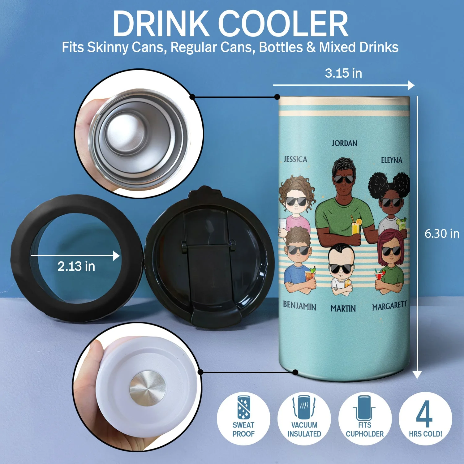 To Dad From The Reason You Drink Thank You - Birthday, Loving Gift For Father, Grandpa, Grandfather - Personalized Custom 4 In 1 Can Cooler Tumbler - Image 4