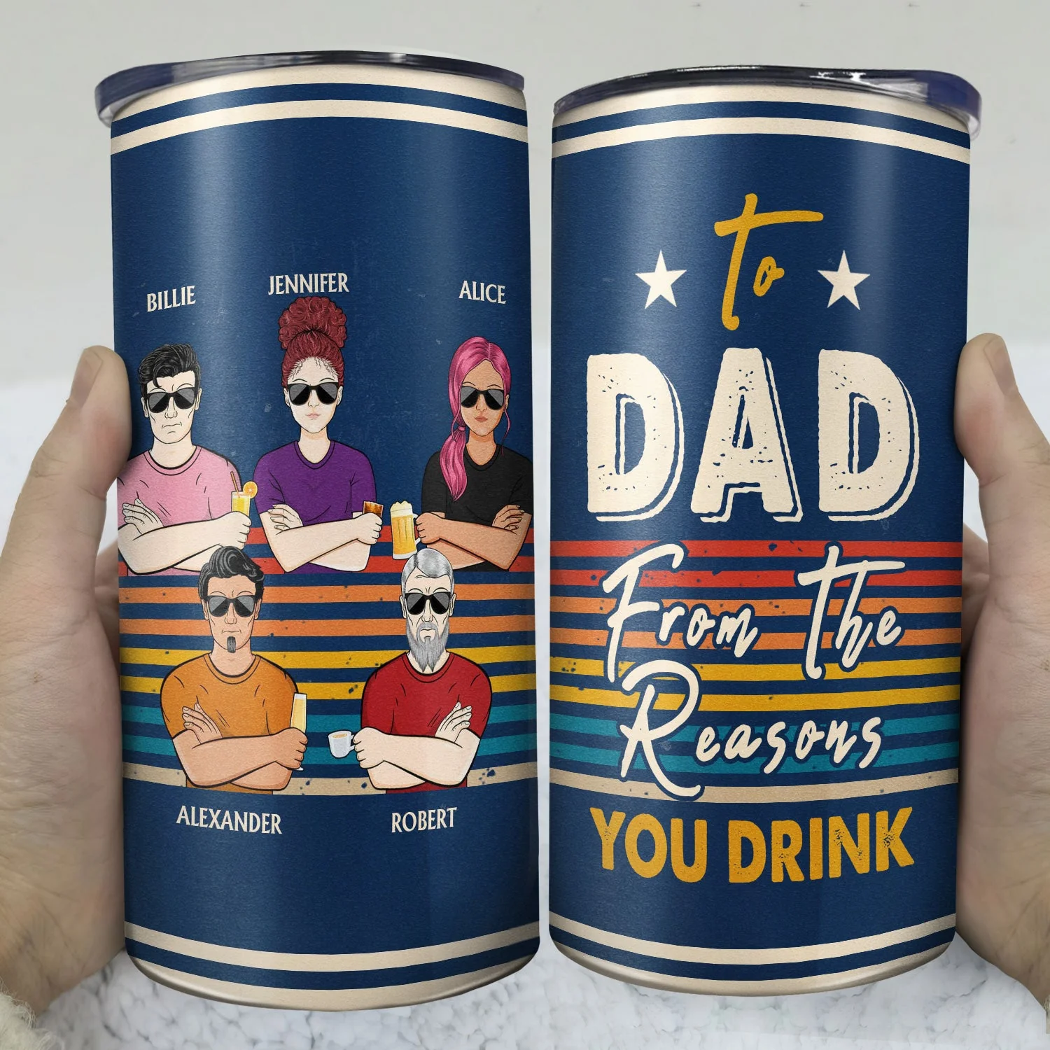 To Dad From The Reasons You Drink Adult Children - Funny, Birthday Gift For Father, Husband - Personalized Custom 4 In 1 Can Cooler Tumbler - Image 3
