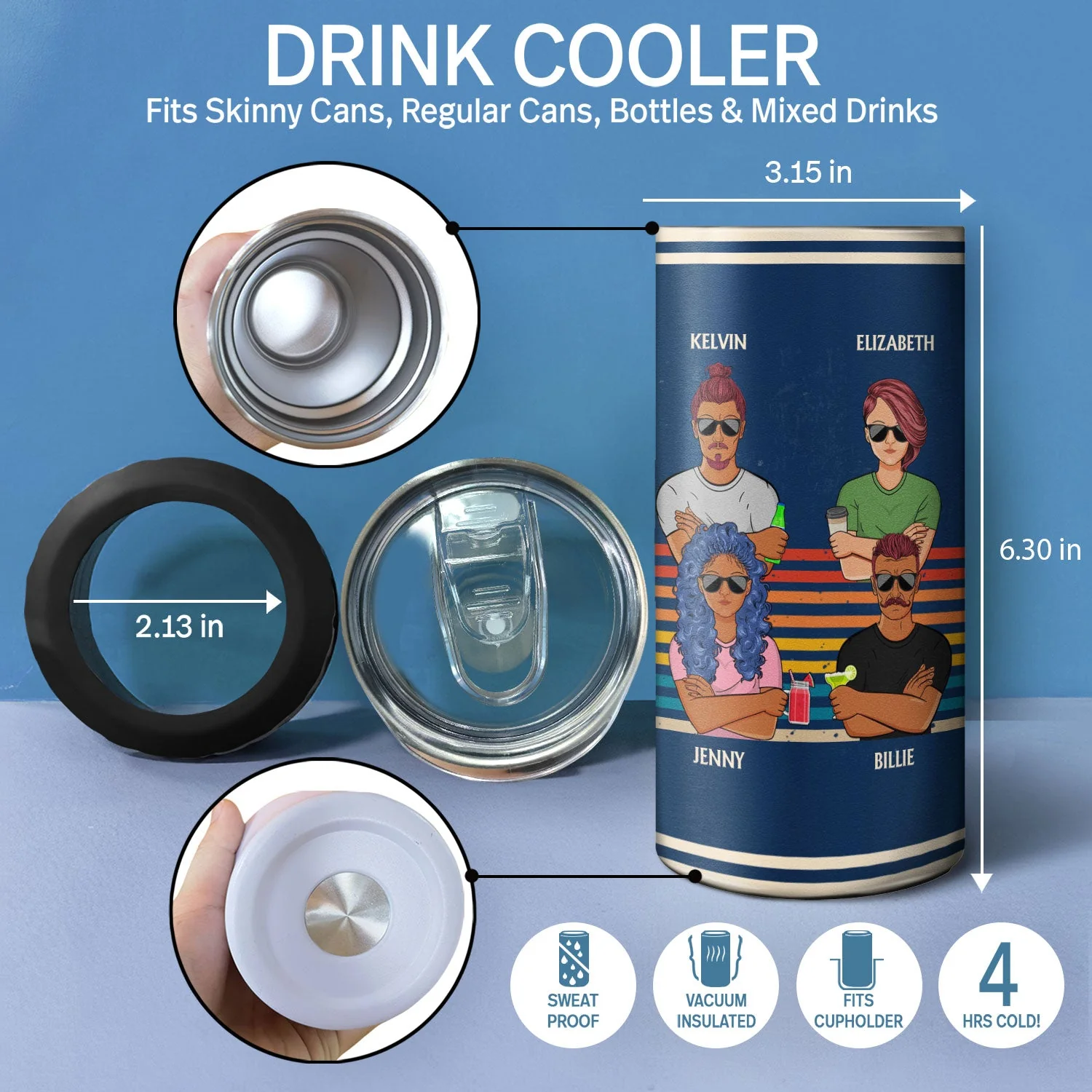 To Dad From The Reasons You Drink Adult Children - Funny, Birthday Gift For Father, Husband - Personalized Custom 4 In 1 Can Cooler Tumbler - Image 4