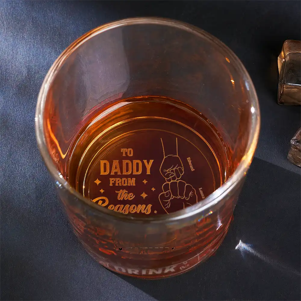 To Dad From The Reasons You Drink Fist To Fist - Personalized Engraved Whiskey Glass - Image 3