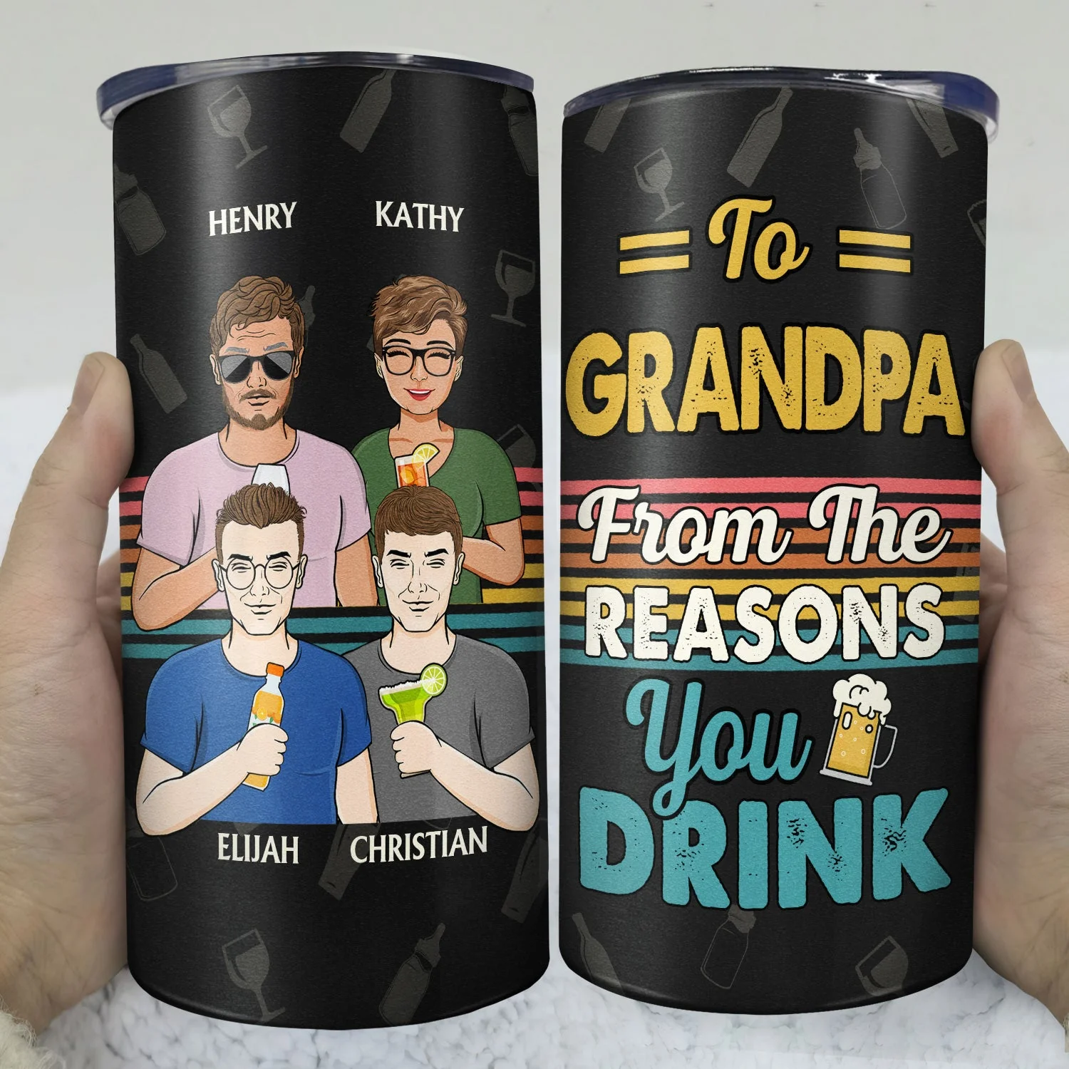 To Dad From The Reasons You Drink - Gift For Father, Grandpa - Personalized Custom 4 In 1 Can Cooler Tumbler - Image 3