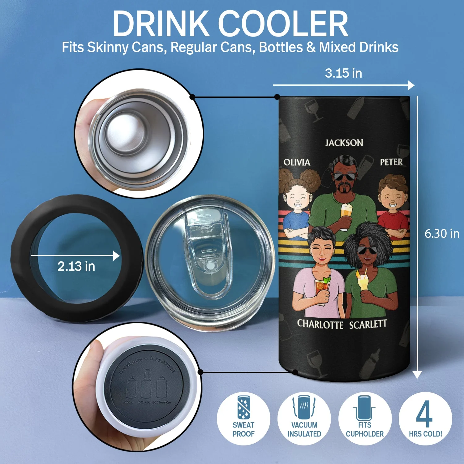 To Dad From The Reasons You Drink - Gift For Father, Grandpa - Personalized Custom 4 In 1 Can Cooler Tumbler - Image 4