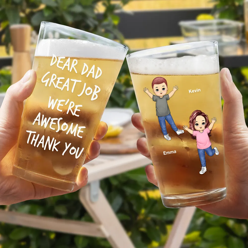 To Dad From The Reasons You Drink - Personalized Beer Glass - Image 4