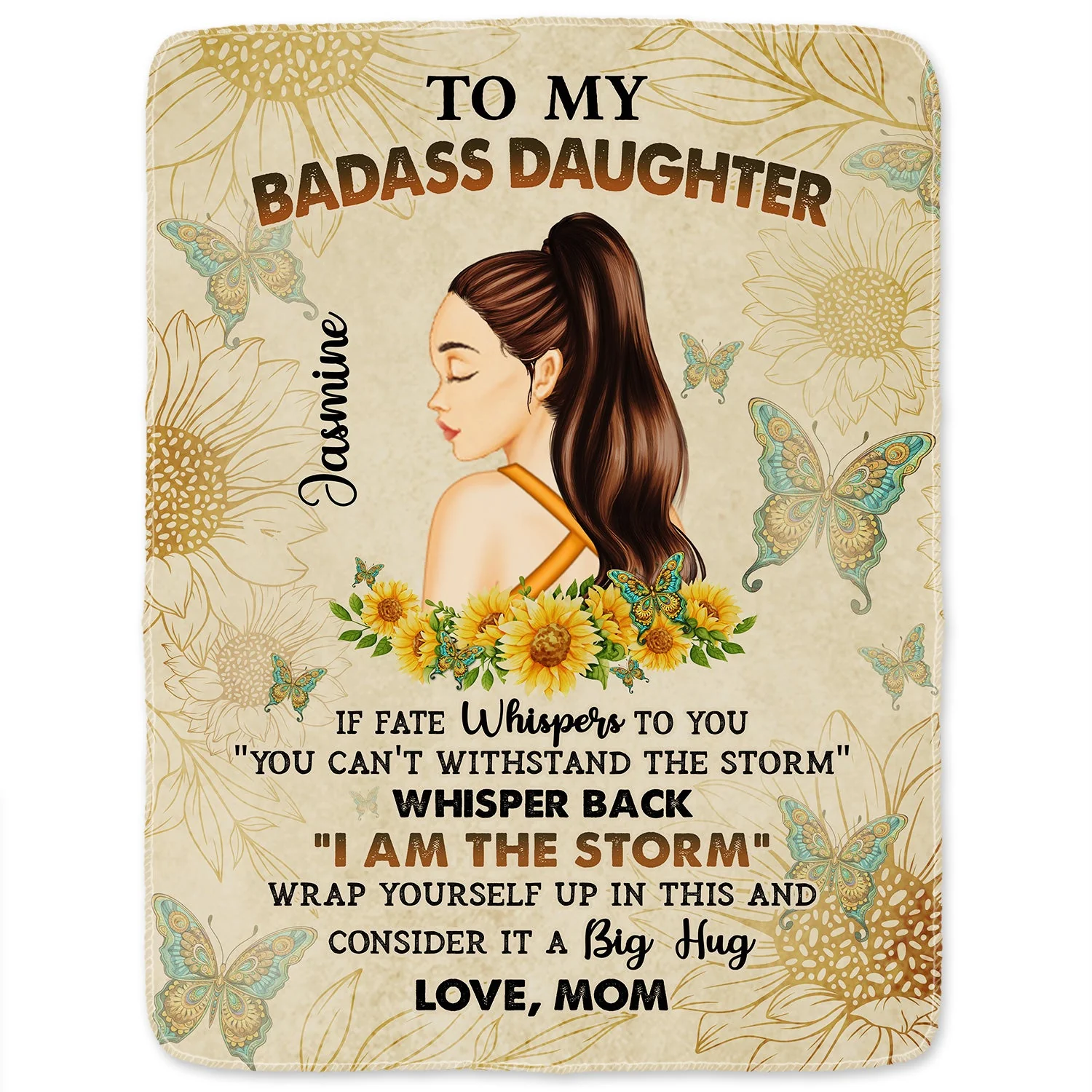 To My Badass Daughter - Gift For Women - Personalized Fleece Blanket, Sherpa Blanket - Image 2