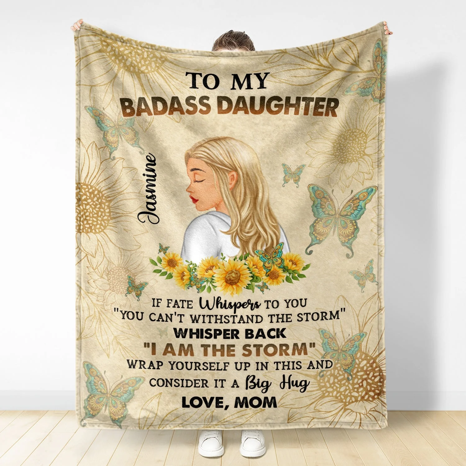 To My Badass Daughter - Gift For Women - Personalized Fleece Blanket, Sherpa Blanket - Image 3