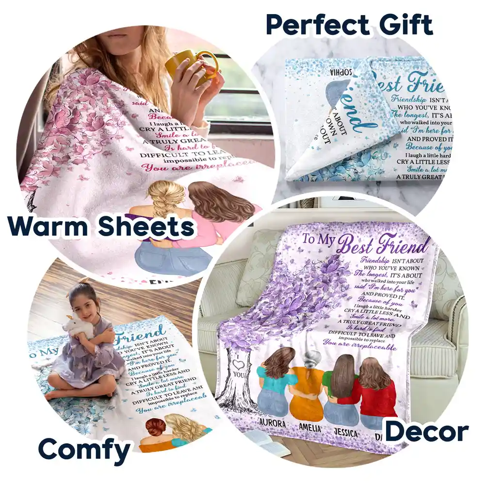 To My Best Friend I'm Here For You Friendship - Personalized Fleece Blanket, Sherpa Blanket - Image 7