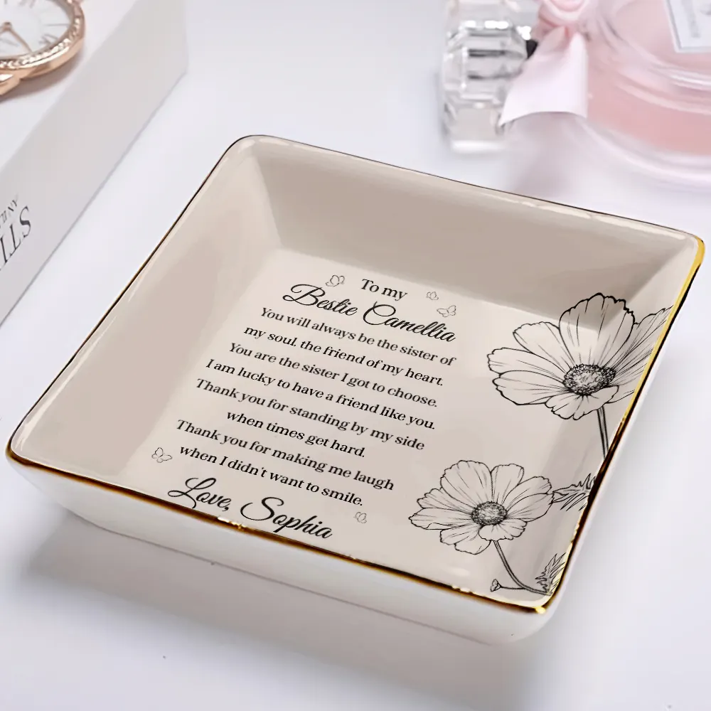 To My Bestie The Sister I Got To Choose - Personalized Ring Dish - Image 2