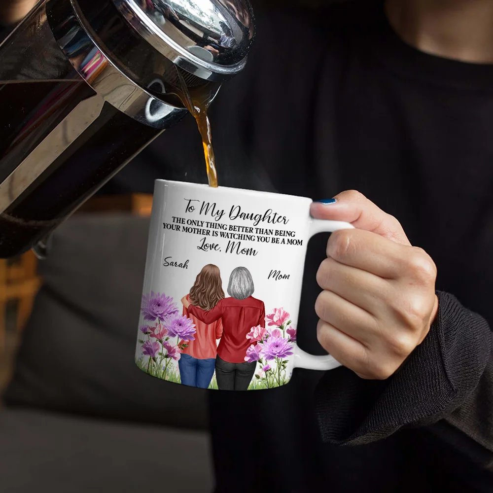 To My Daughter Birth Flower Beautiful Hill - Personalized White Edge-to-Edge Mug - Image 4