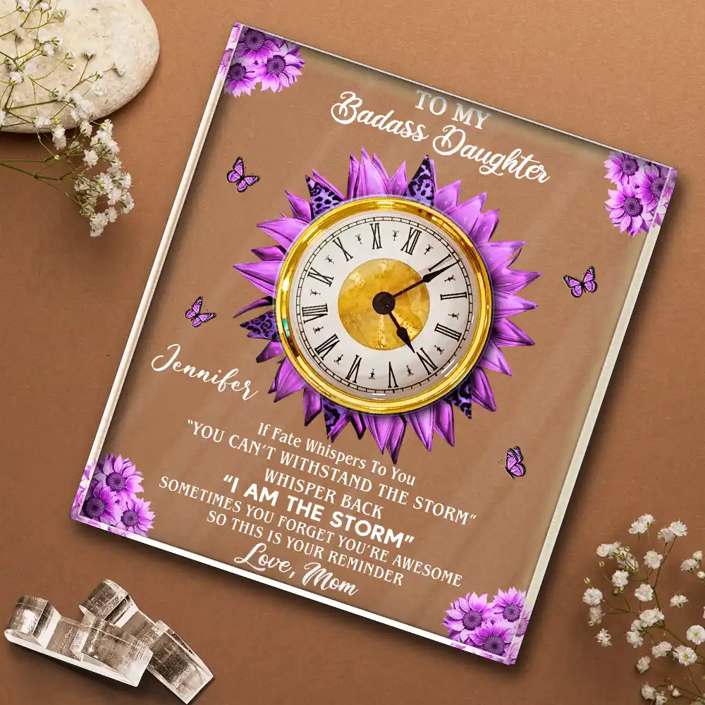 To My Daughter Gift If Fate Whisper To You - Personalized Acrylic Desk Clock - Image 4