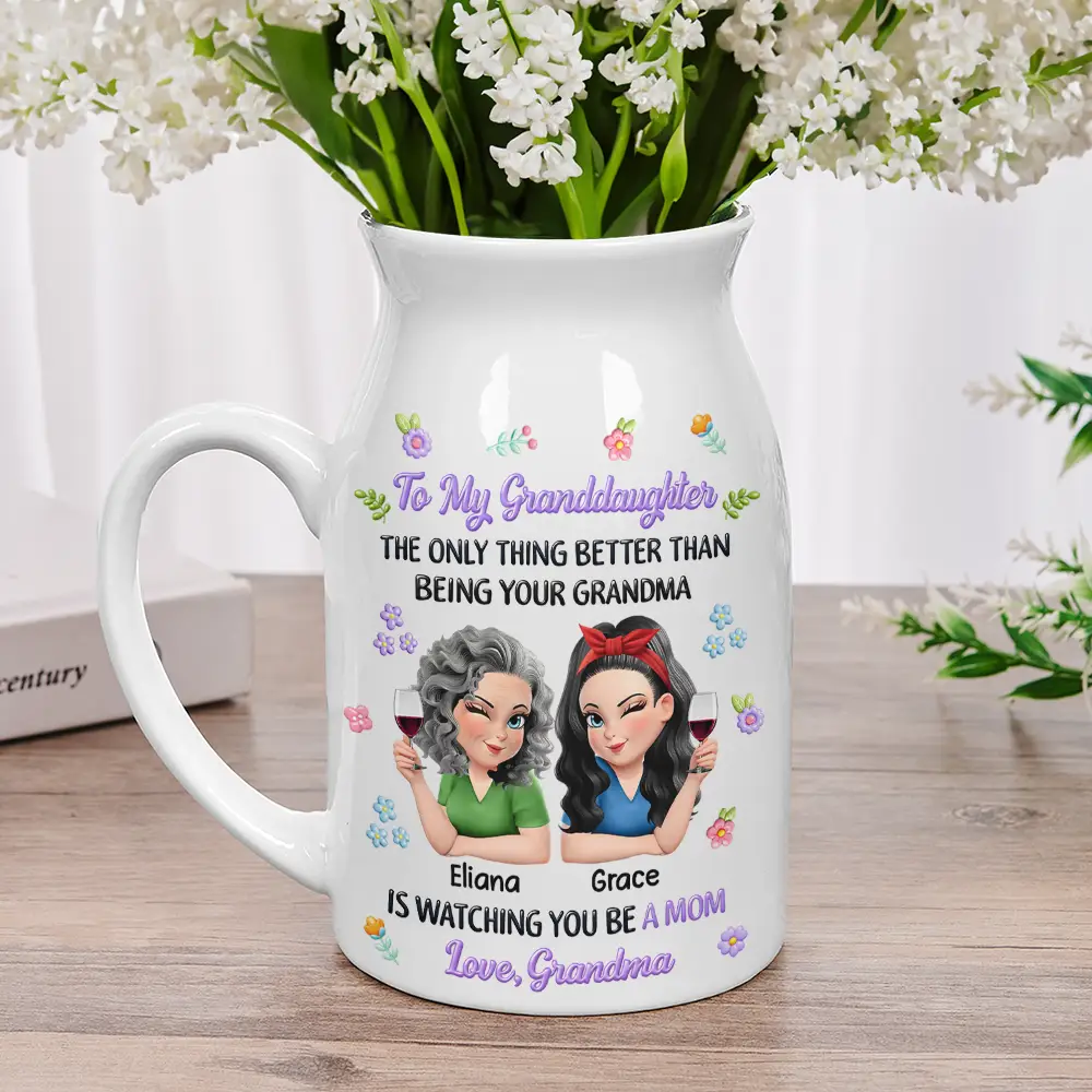 To My Daughter Granddaughter - Personalized Ceramic Flower Vase - Image 2