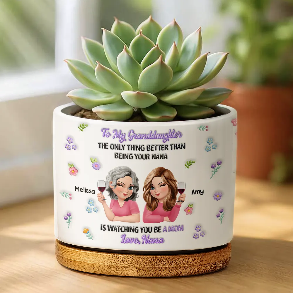 To My Daughter Granddaughter - Personalized Ceramic Plant Pot - Image 2