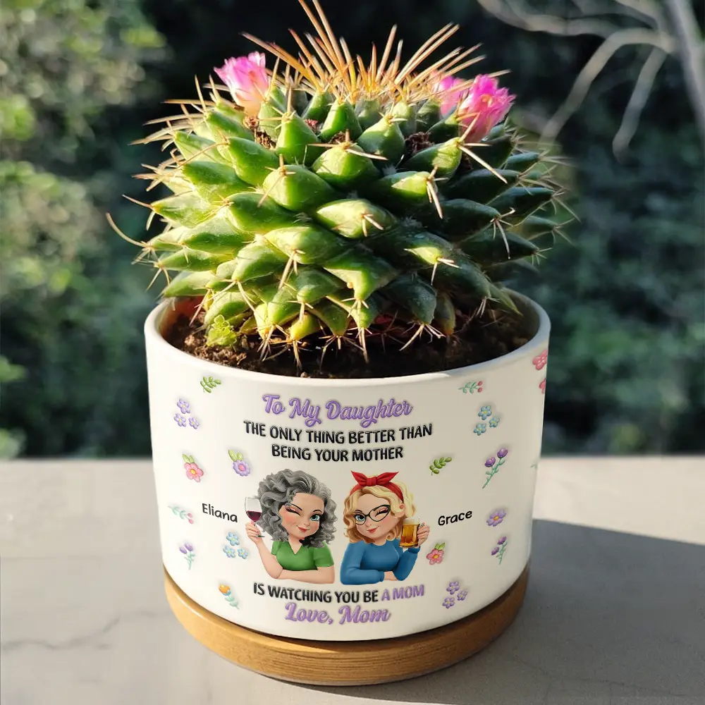 To My Daughter Granddaughter - Personalized Ceramic Plant Pot - Image 4