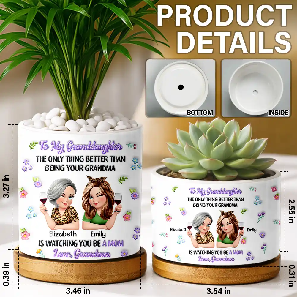 To My Daughter Granddaughter - Personalized Ceramic Plant Pot - Image 5