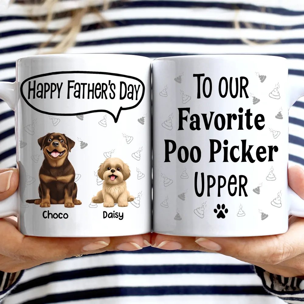 To My Favorite Poo Picker Upper Dog Dad Fun 3D Effect Dogs - Personalized Mug - Image 2