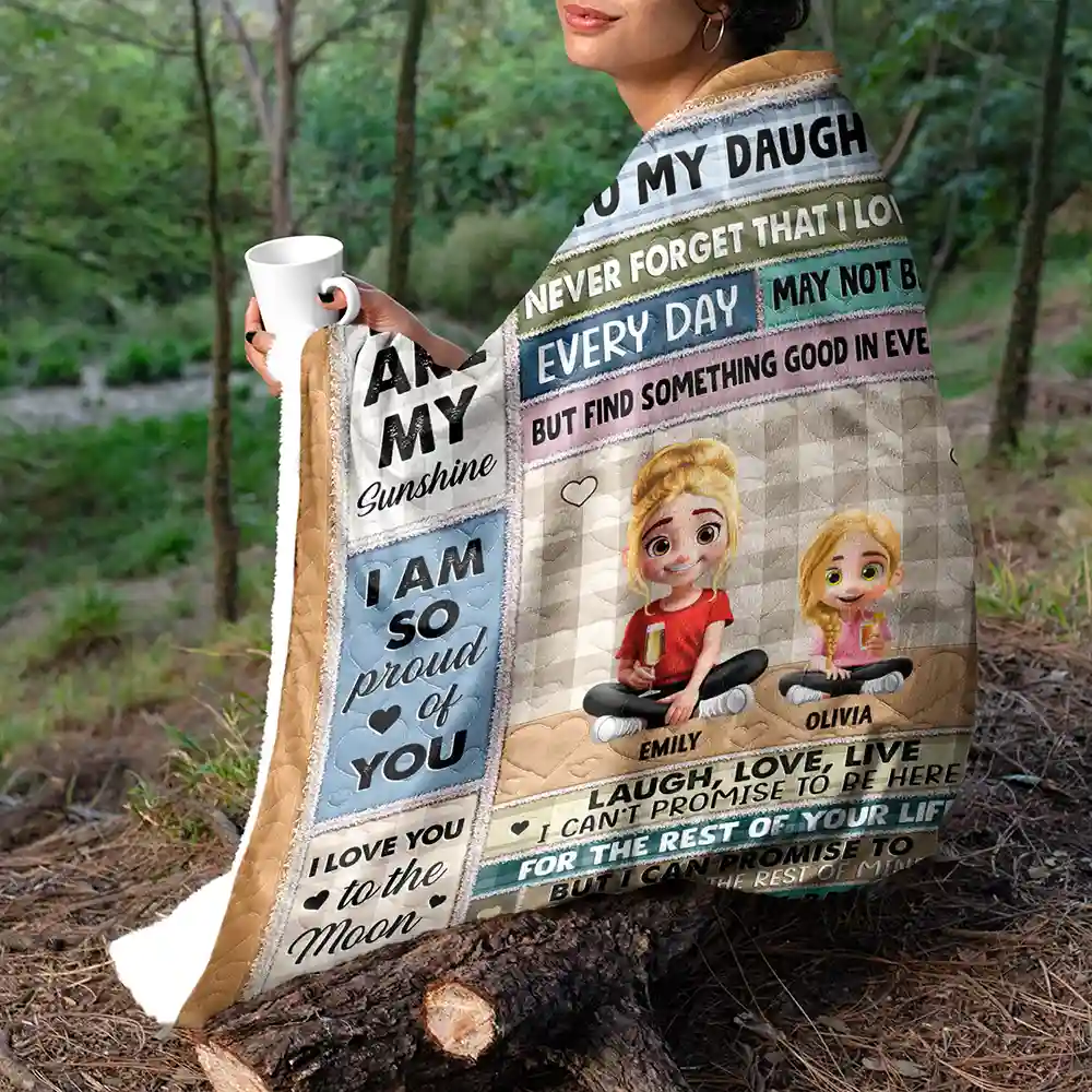 To My Mom To My Daughter 3D Effect - Personalized Fleece Blanket, Sherpa Blanket - Image 5