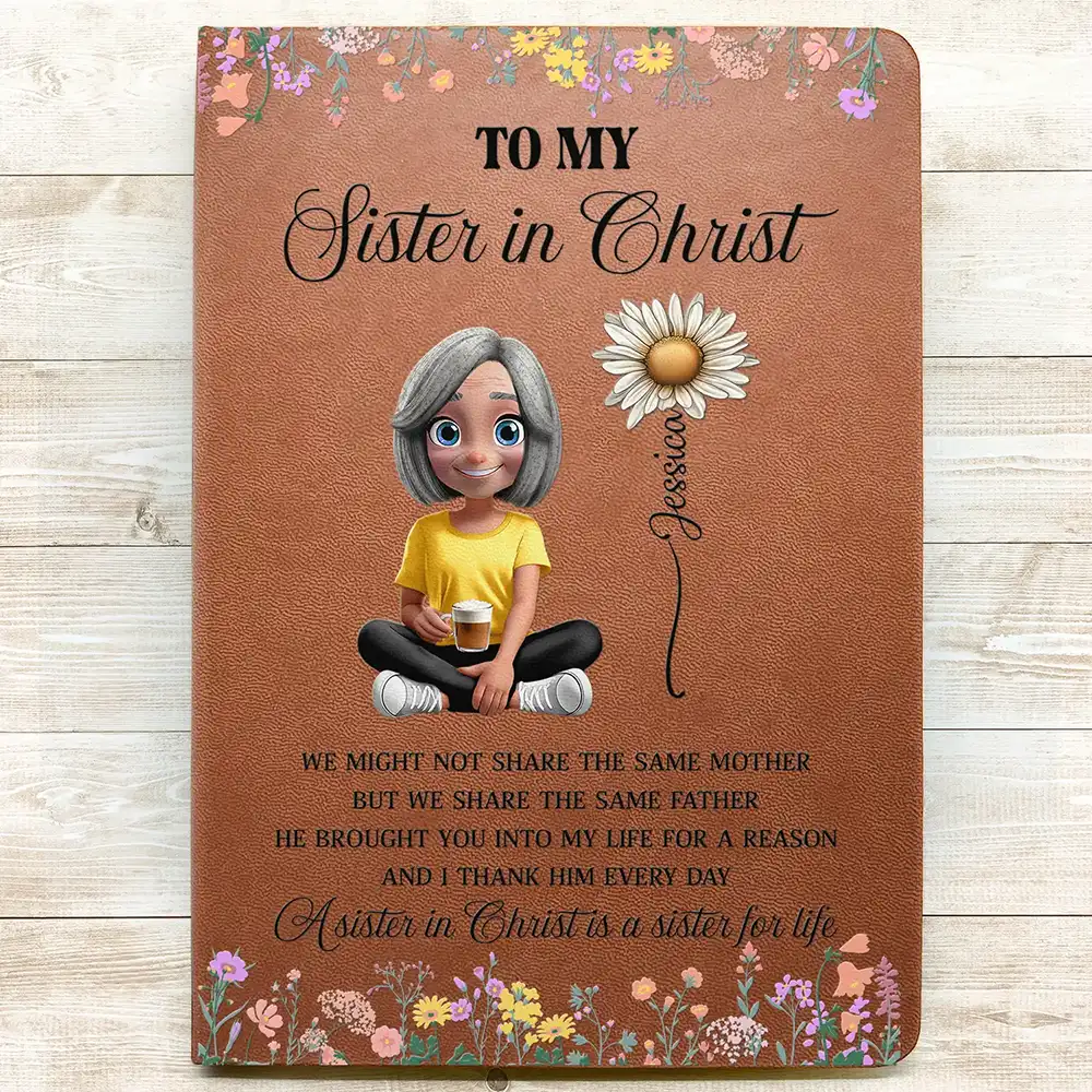 To My Sister In Christ - Personalized Leather Journal - Image 3