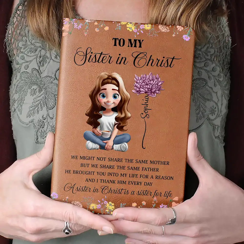 To My Sister In Christ - Personalized Leather Journal - Image 4