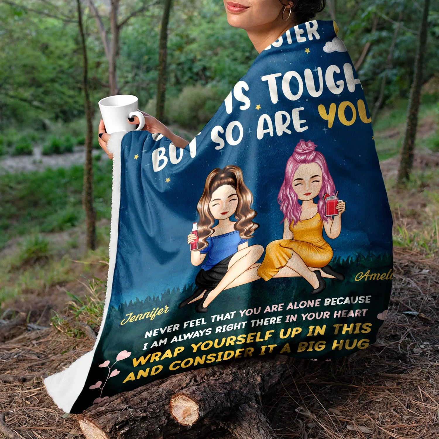 To My Sister Life Is Tough - Gift For Sisters - Personalized Fleece Blanket - Image 3
