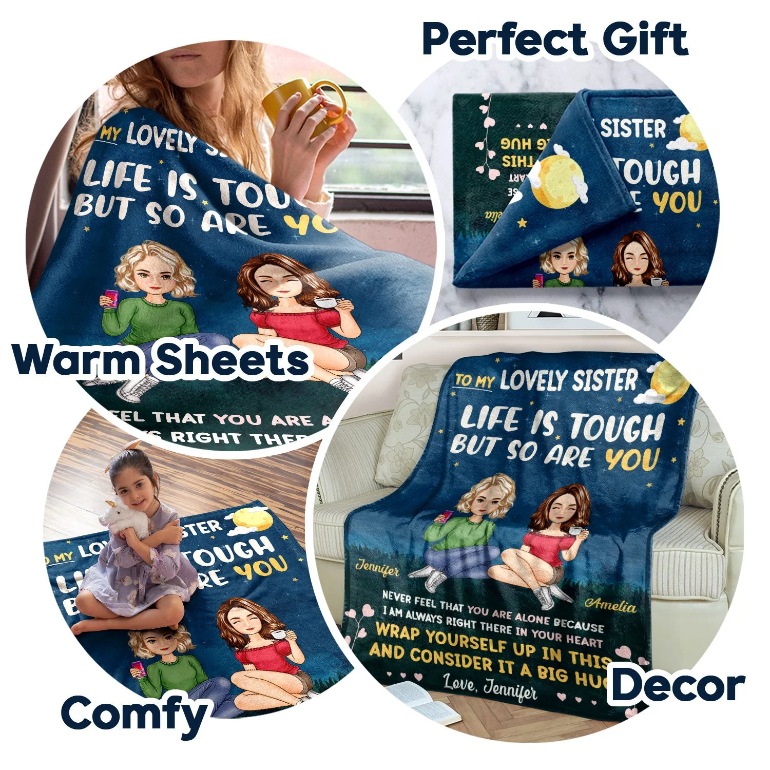 To My Sister Life Is Tough - Gift For Sisters - Personalized Fleece Blanket - Image 5