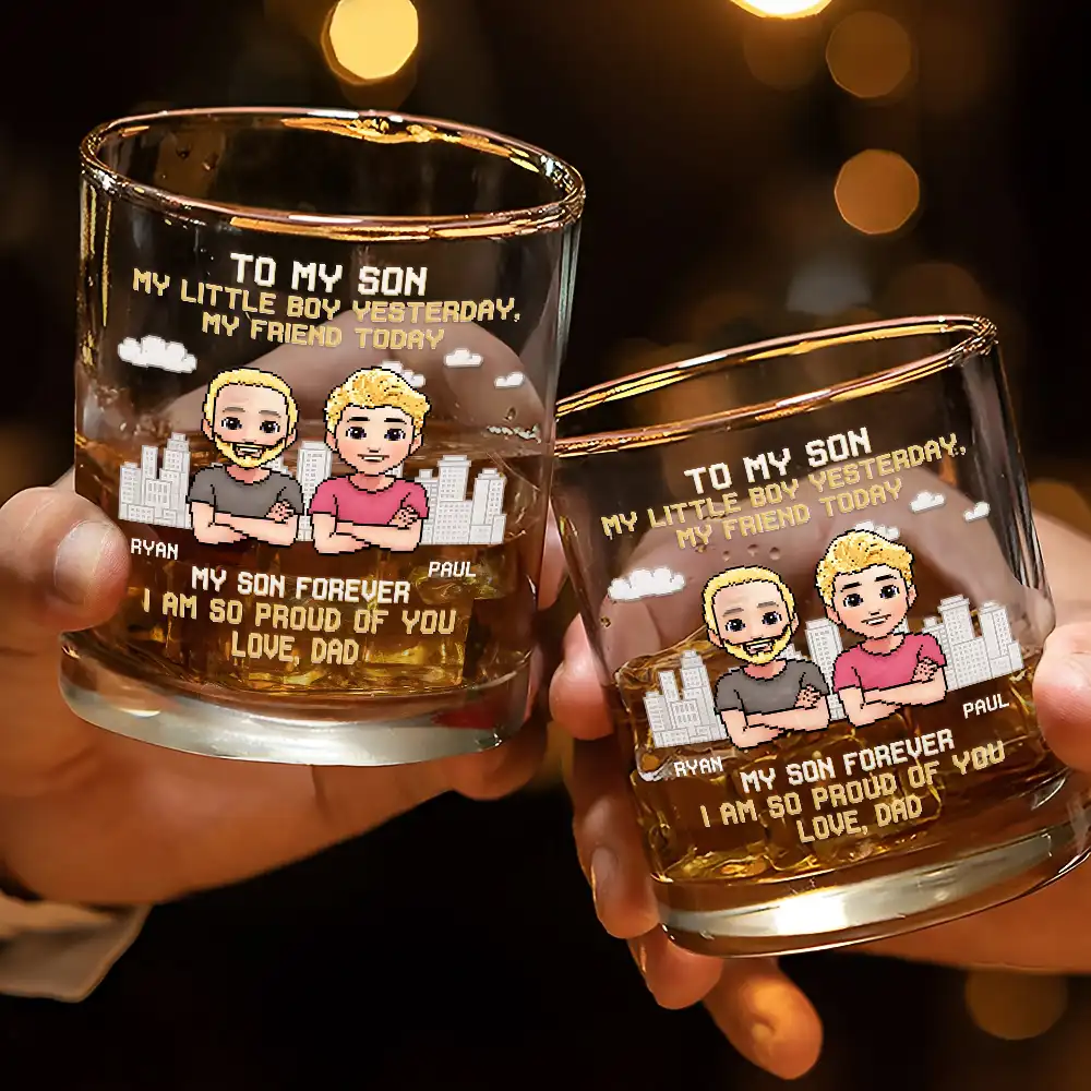 To My Son I Am So Proud Of You - Personalized Whiskey Glass - Image 3
