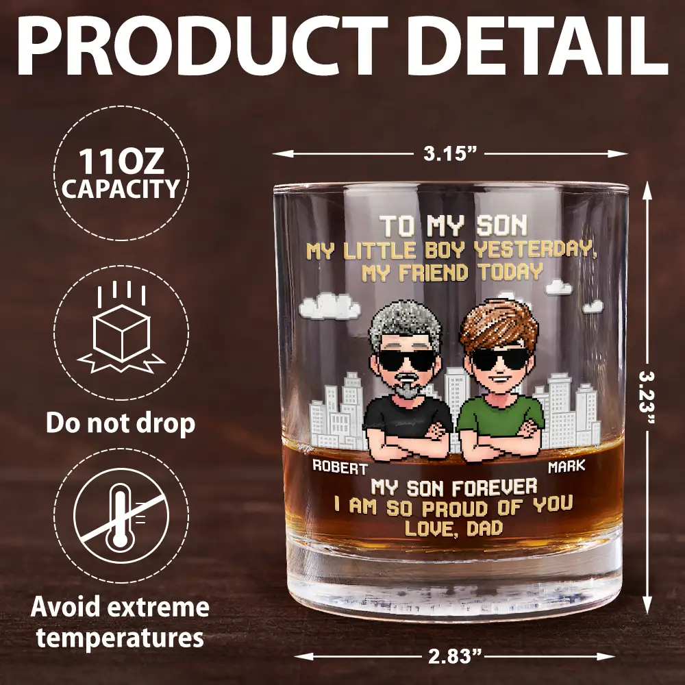 To My Son I Am So Proud Of You - Personalized Whiskey Glass - Image 5