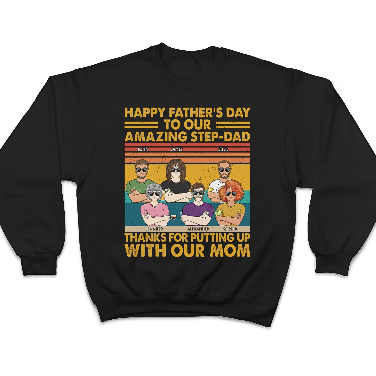 To Our Amazing Step-Dad Thanks For Putting Up With Our Mom Adult Children - Funny, Birthday Gift For Father, Papa, Husband - Personalized Custom T Shirt - Image 5