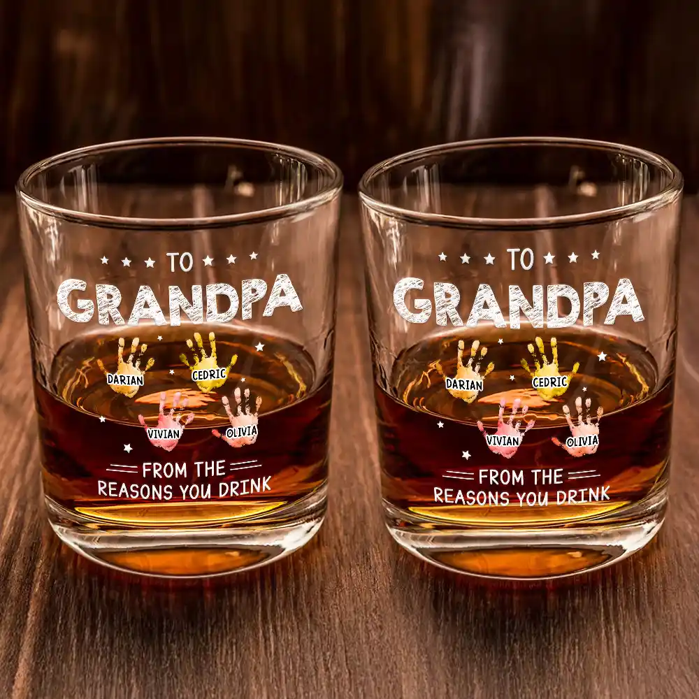 To Papa From The Reason You Drink - Personalized Whiskey Glass - Image 2
