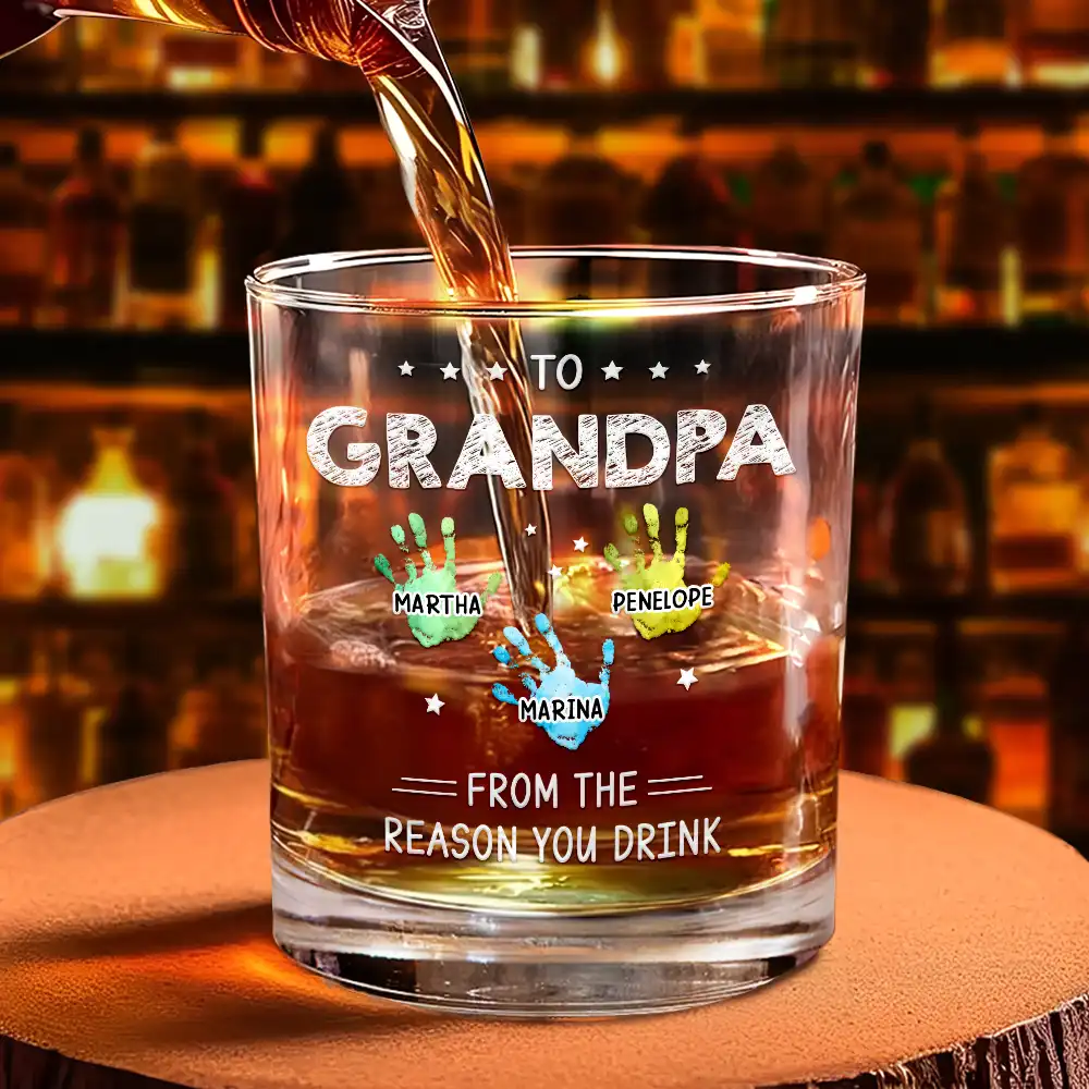 To Papa From The Reason You Drink - Personalized Whiskey Glass - Image 4