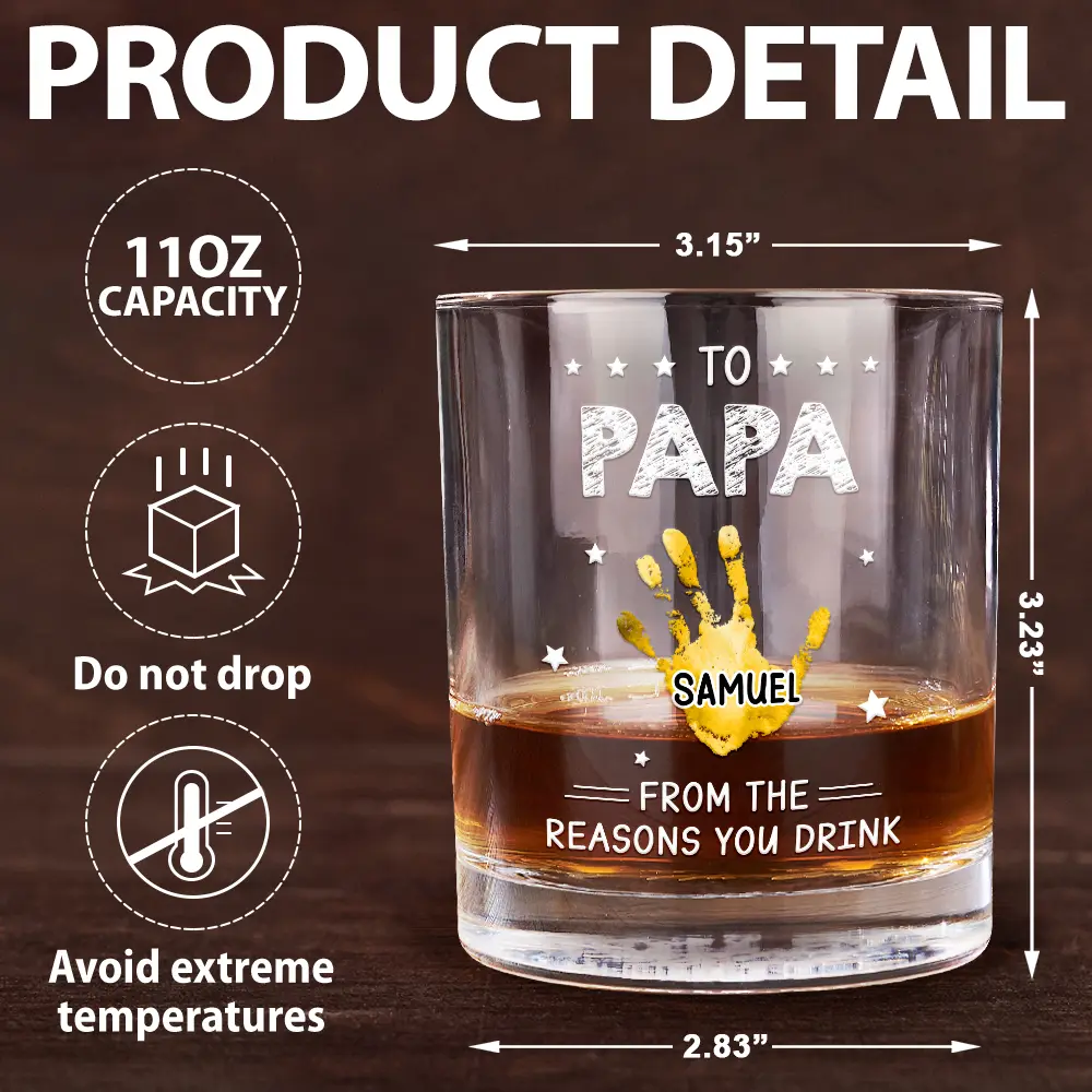 To Papa From The Reason You Drink - Personalized Whiskey Glass - Image 5