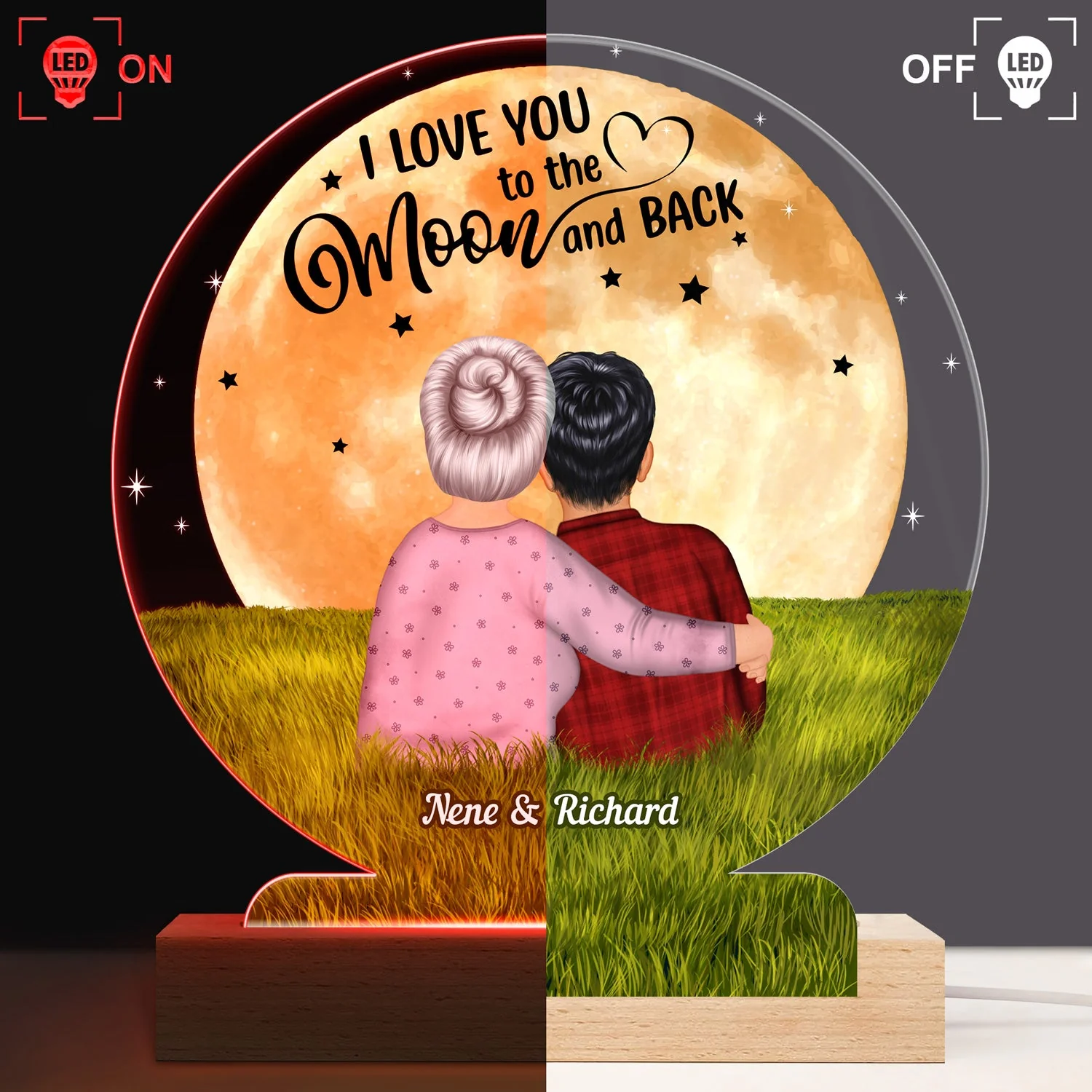 To The Moon And Back - Birthday, Loving Gift For Mom, Mother, Grandma, Grandmother, Daughter, Son - Personalized Custom 3D Led Light Wooden Base - Image 3