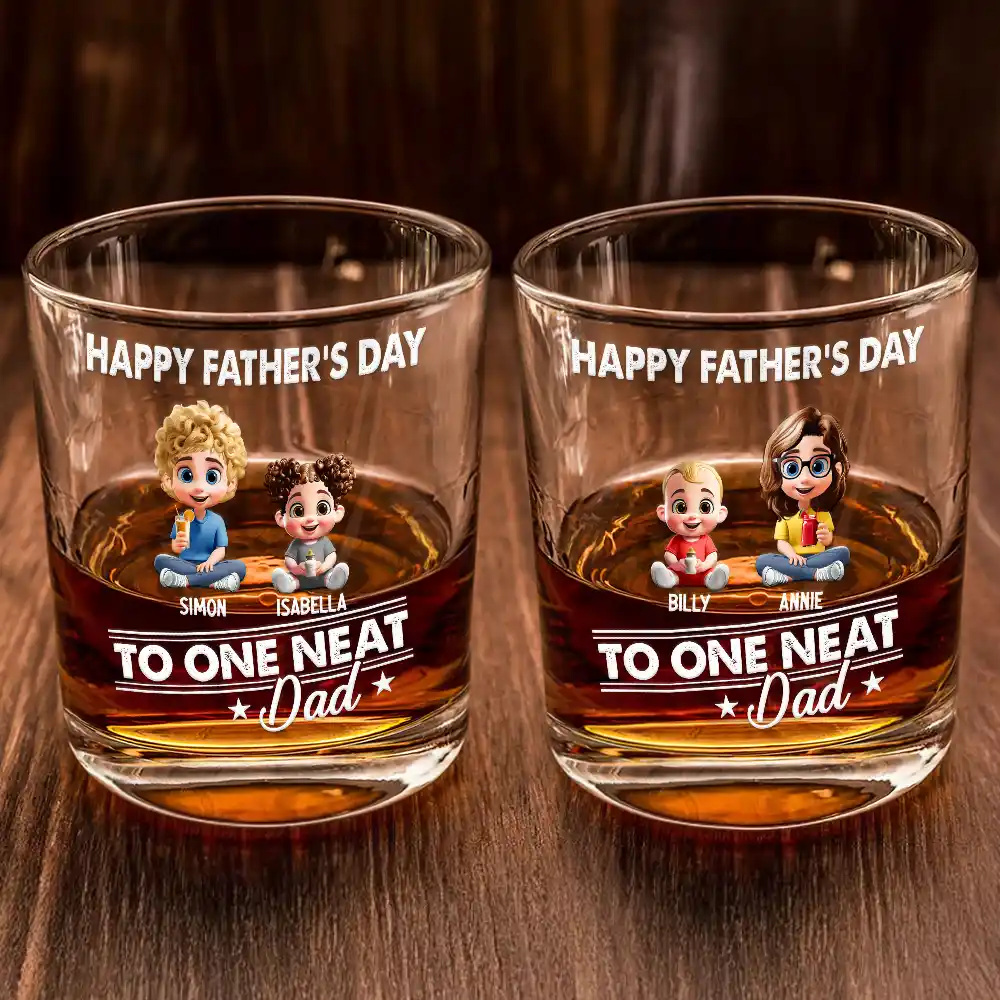 To The Neat Dad - Personalized Whiskey Glass - Image 2