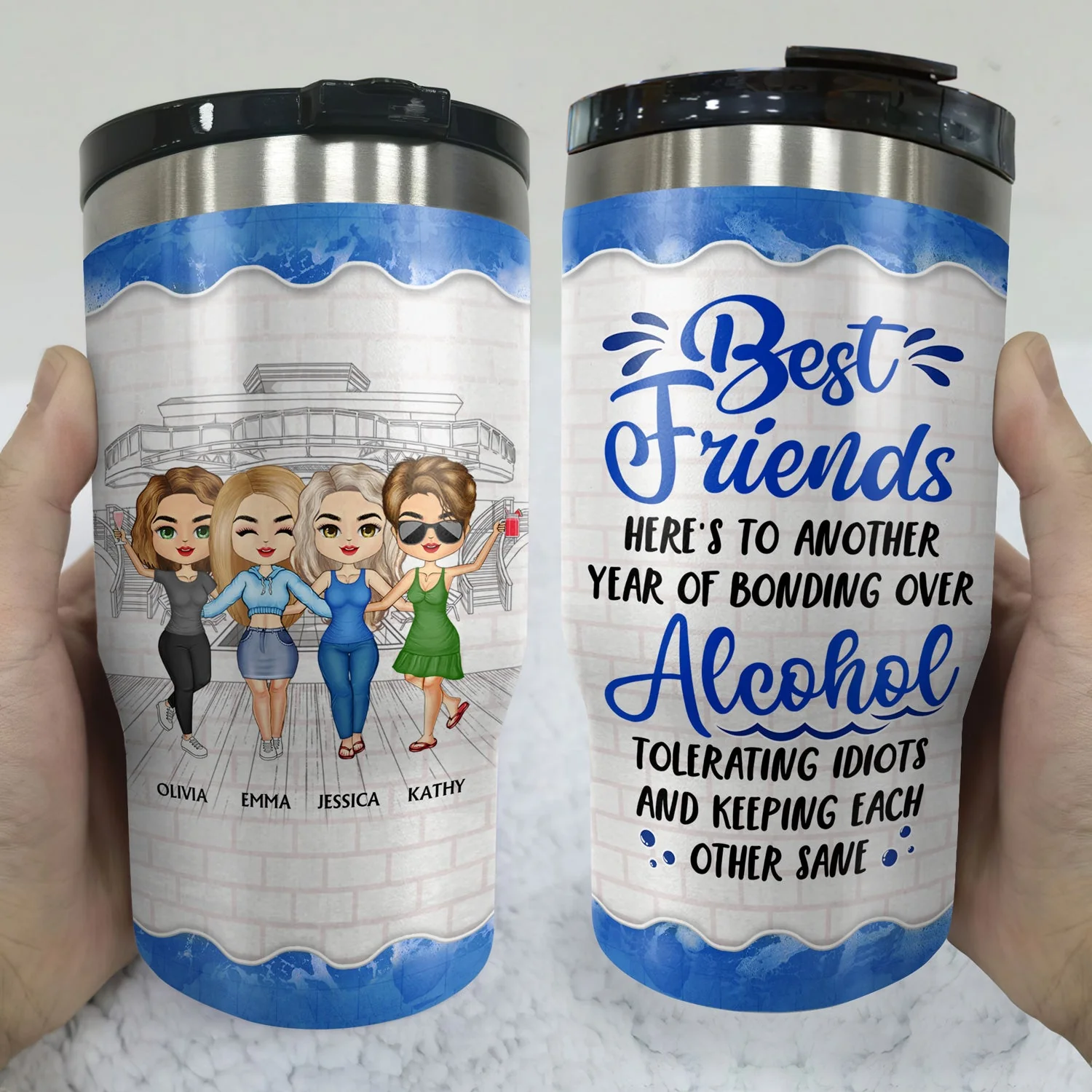 Today's Forecast Cruising With A Chance Of Drinking - Birthday, Traveling, Cruising Gift For BFF, Siblings, Colleagues - Personalized Custom Triple 3 In 1 Can Cooler - Image 3