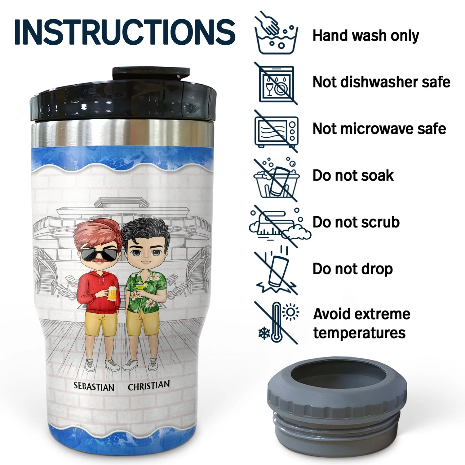 Today's Forecast Cruising With A Chance Of Drinking - Birthday, Traveling, Cruising Gift For BFF, Siblings, Colleagues - Personalized Custom Triple 3 In 1 Can Cooler - Image 5