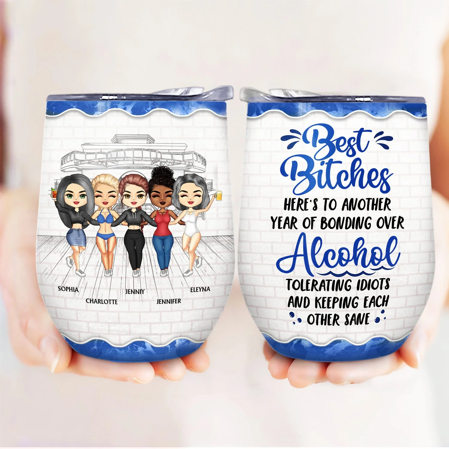 Today's Forecast Cruising With A Chance Of Drinking - Birthday, Traveling, Cruising Gift For BFF, Siblings, Colleagues - Personalized Custom Wine Tumbler - Image 3