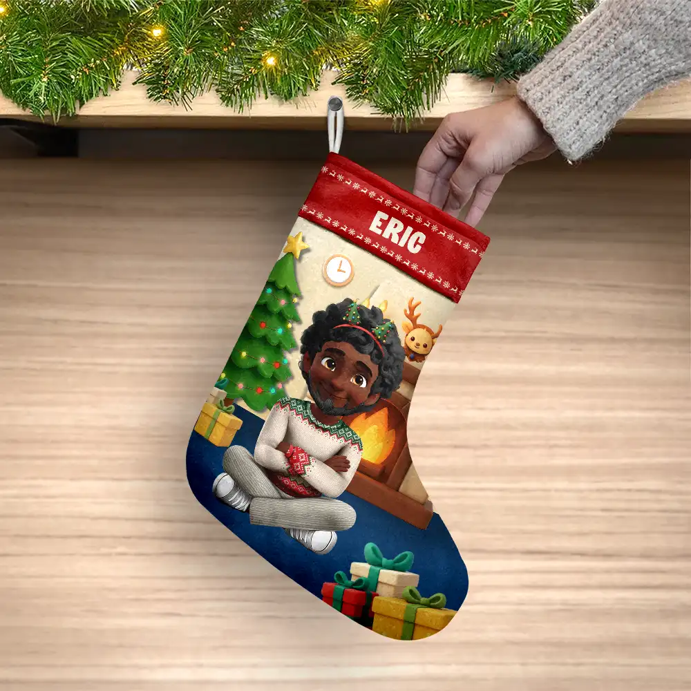 Together For Christmas 3D Effect Family Sitting - Personalized Christmas Stocking - Image 3